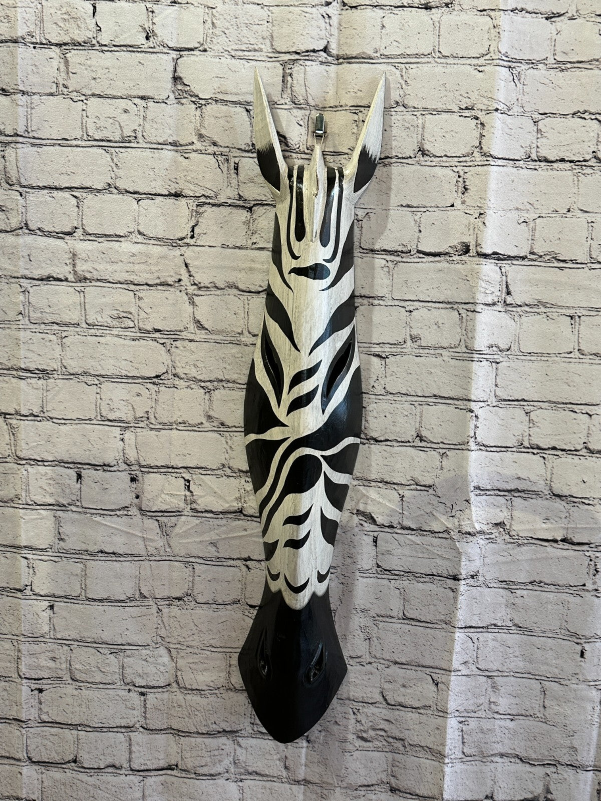 100cm Zebra Marking Hand Carved Fair Trade Wooden Animal Wall Art Wall Hang Mask