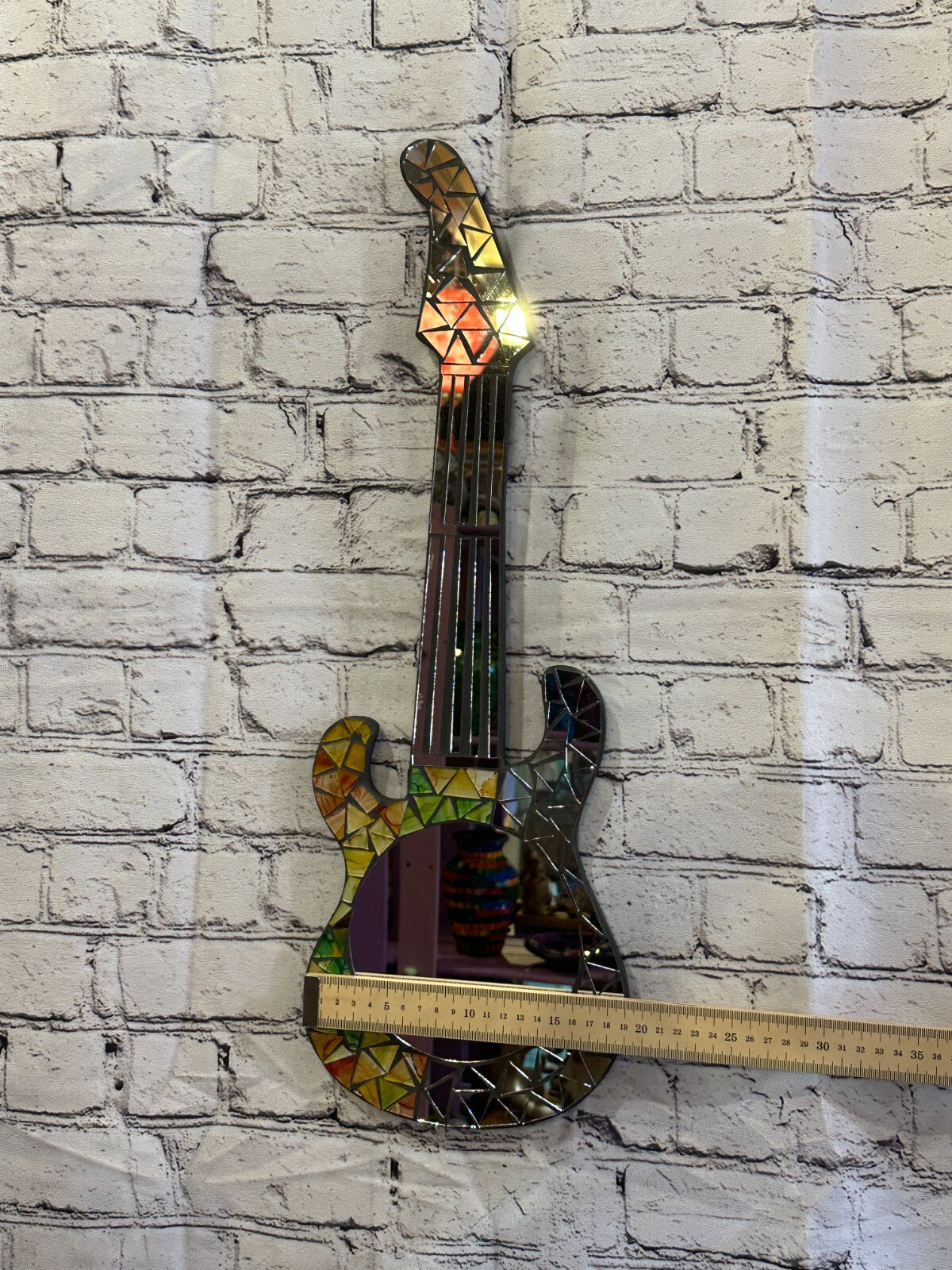 Yellow Guitar Mosaic Tile Wall Mirror 60cm x 20cm 24 Inches Handmade New