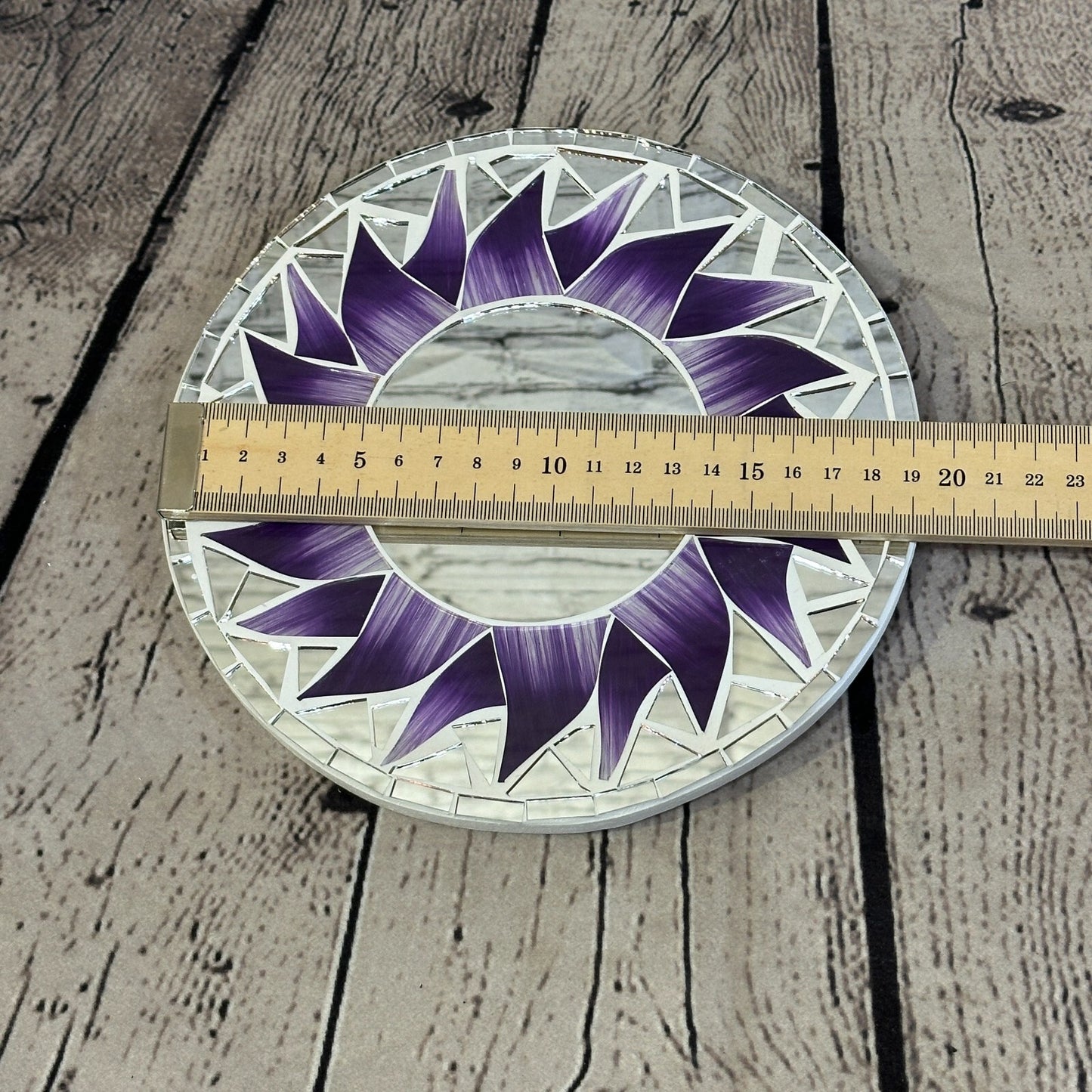 Purple Flame Sun Mosaic Tile Wall Mirror 20cm x 20cm 8 Inches Handmade New