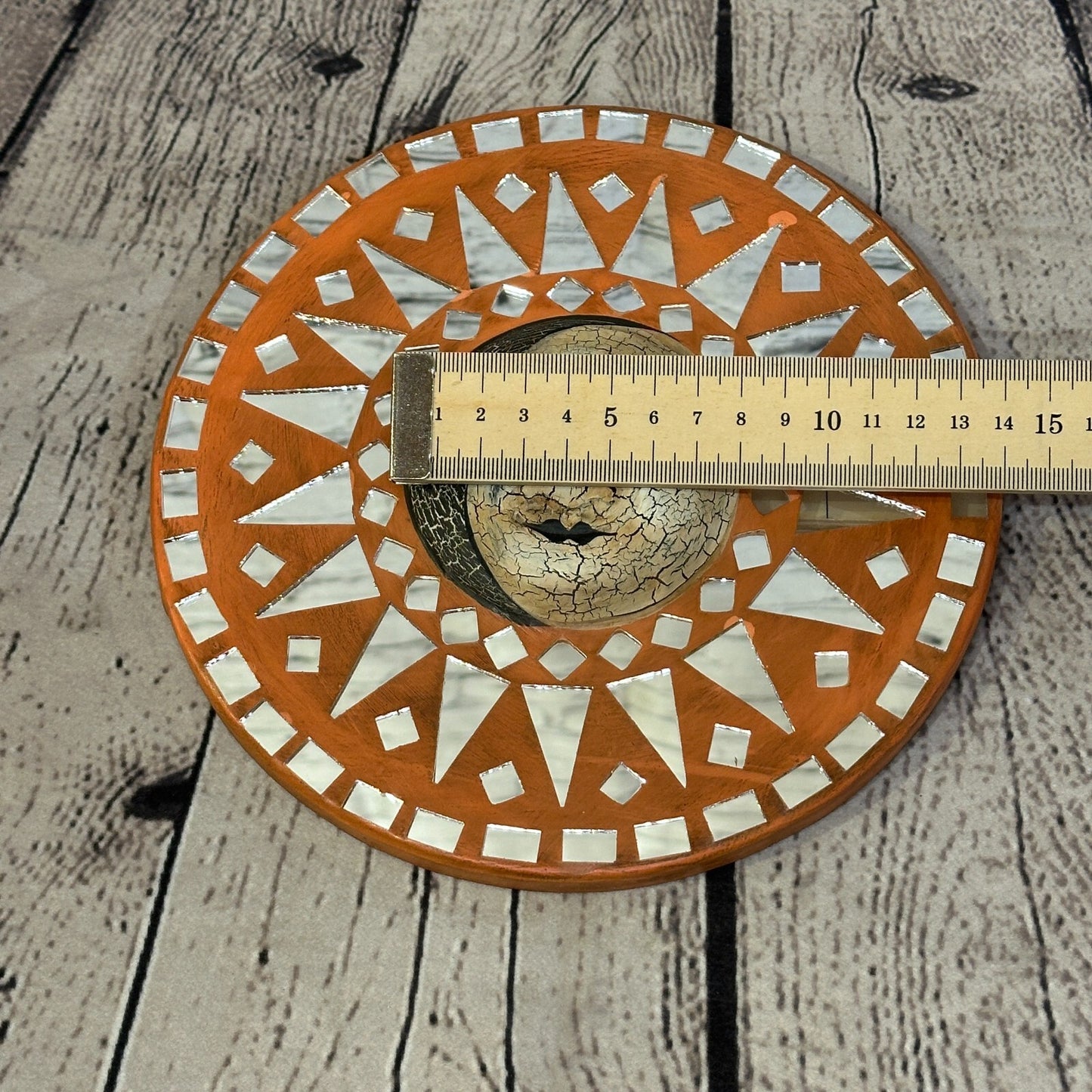 Sun Moon Face Mosaic Tile Wall Mirror 20cm x 20cm 8 Inches Handmade Fairtrade