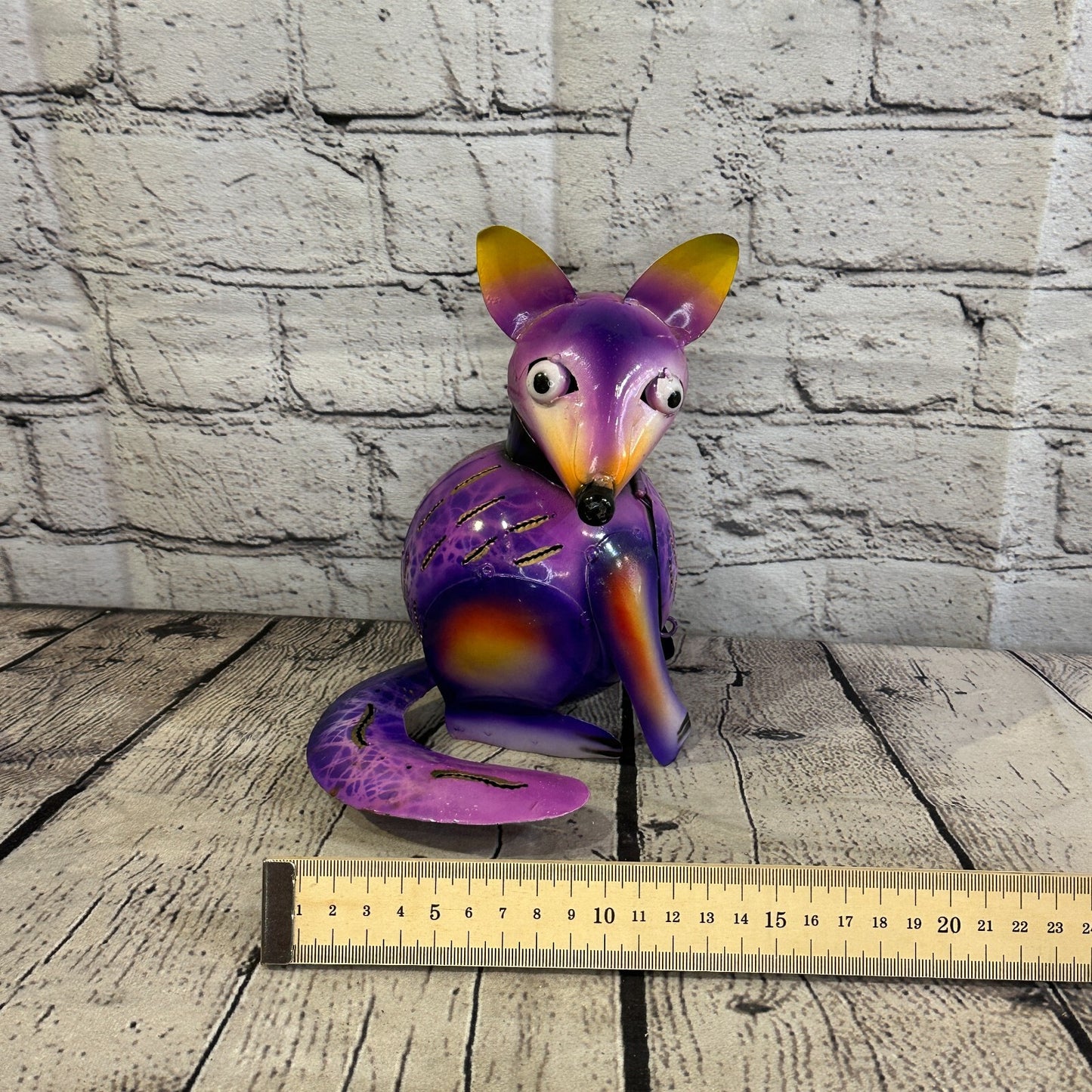 18cm x 14cm Purple Colour Fox Cartoon Ornament Painted Statue Candle Holder