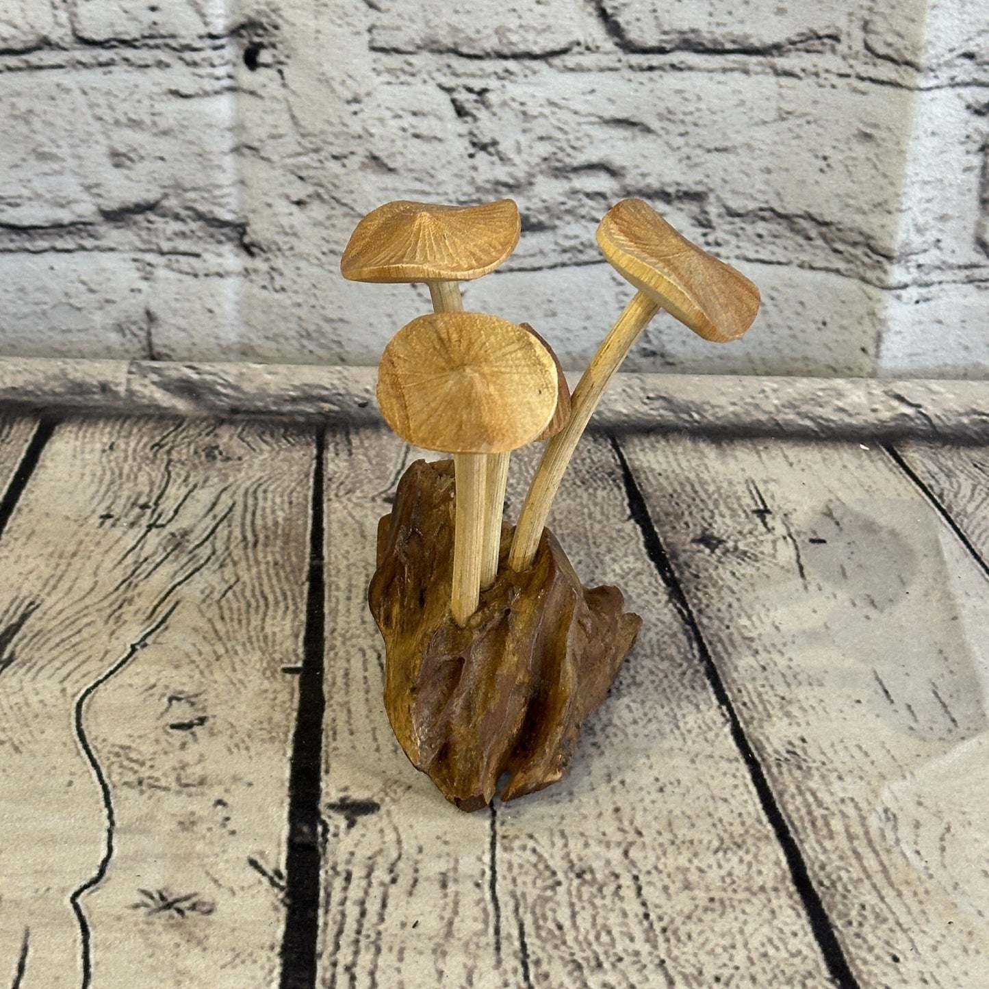 Small Mushrooms Cluster Parasite Ornament Natural Carving Fairtrade Wooden