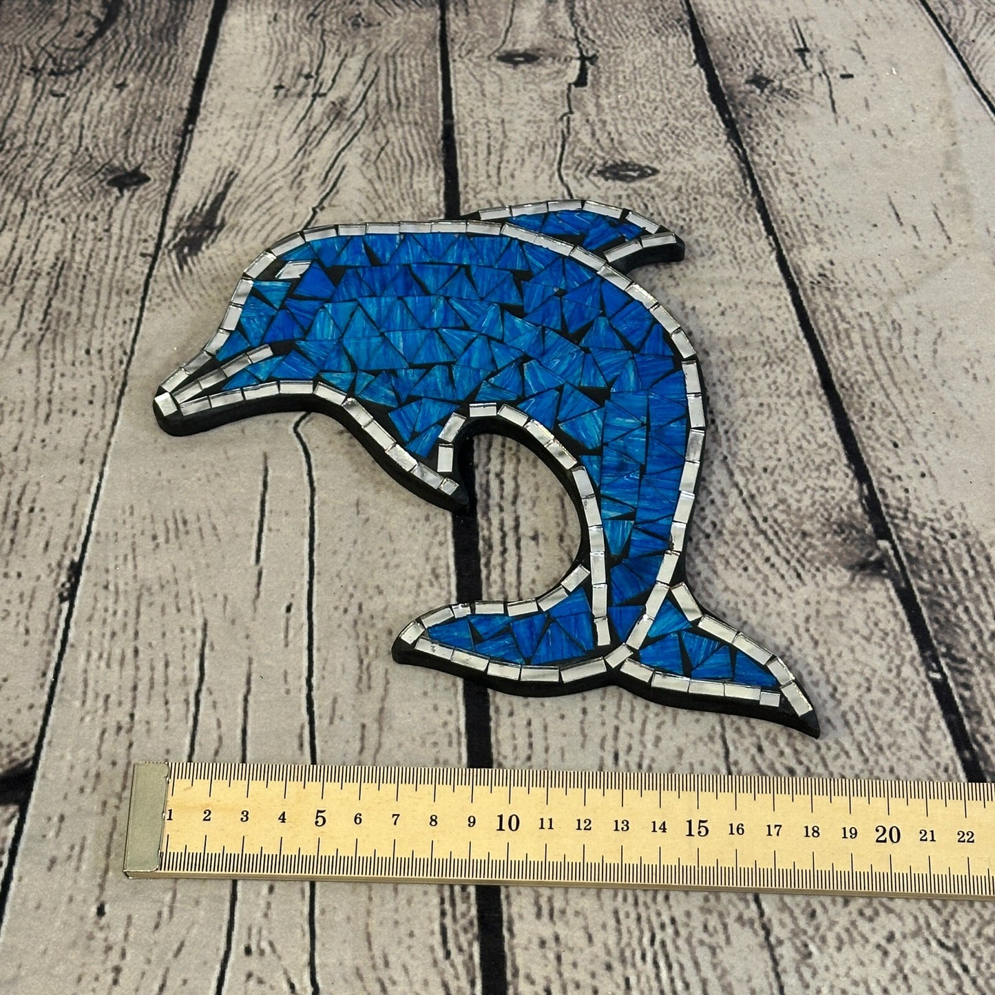 Dark Blue Dolphin Fish Mosaic Tile Wall Mirror 20cm x 20cm Handmade New