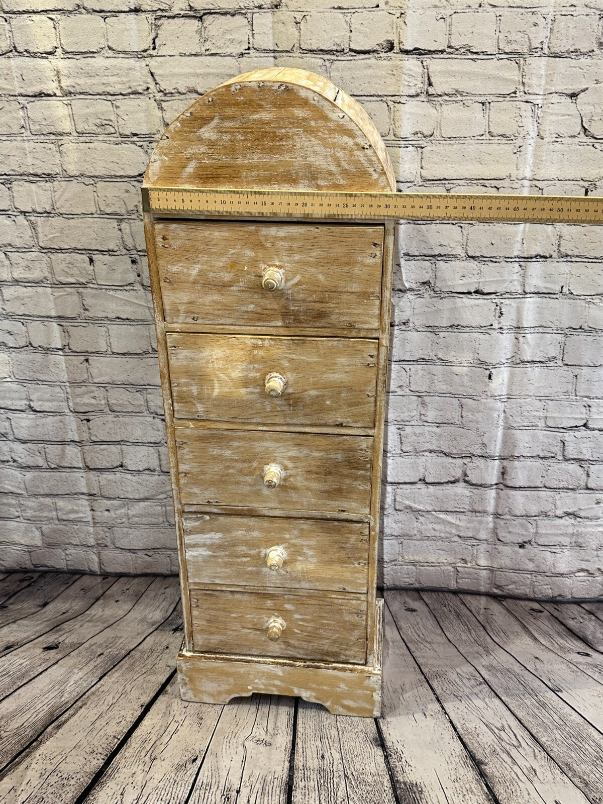 100cm x 30cm White 5 Draw Wooden Side Cabinet Living Hallway Storage Furniture
