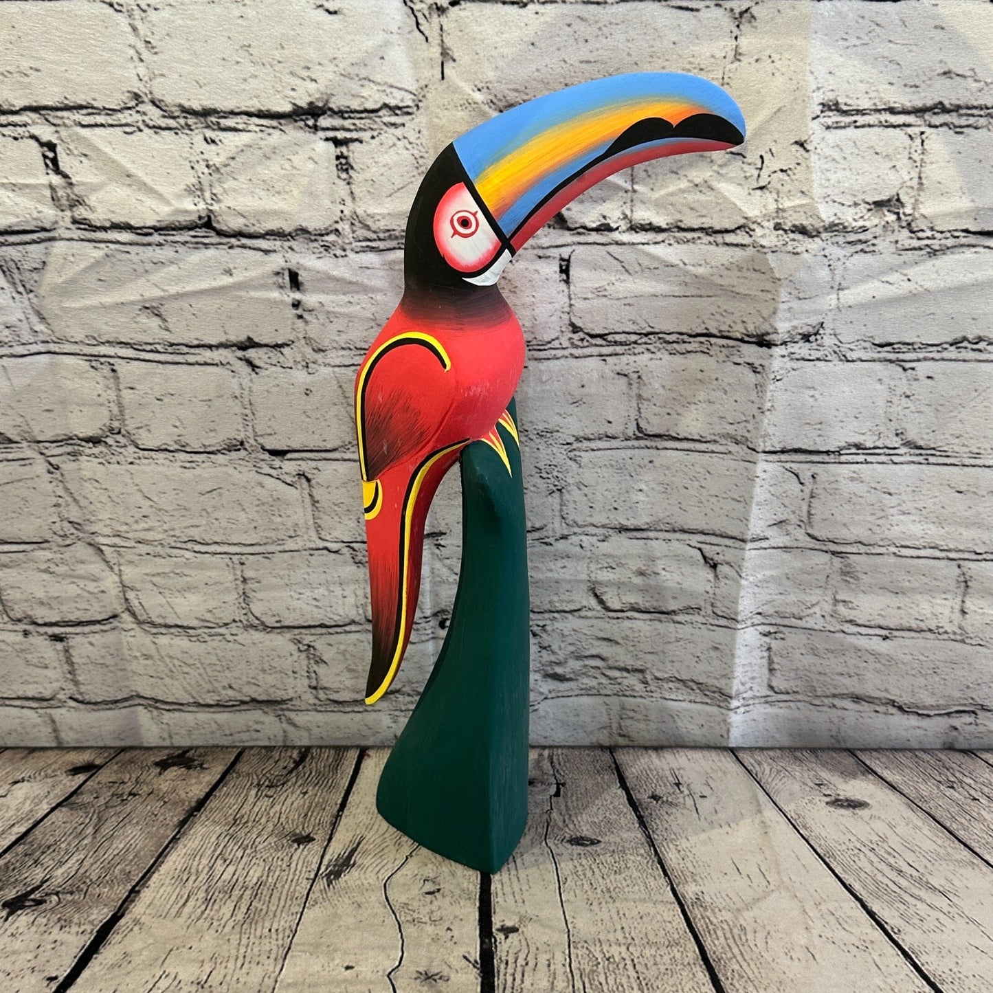 40cm Dark Red Toucan Bird Ornament Statue Fair Trade Hand Made Carved Wood