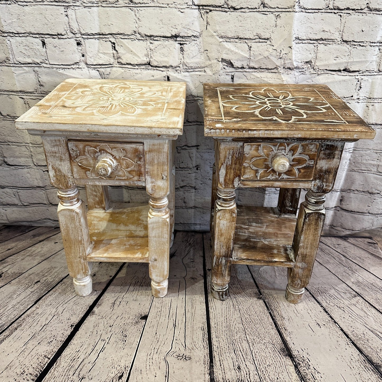 40cm x 25cm Cream 1 Draw Wooden Side Cabinet Living Hallway Storage Furniture