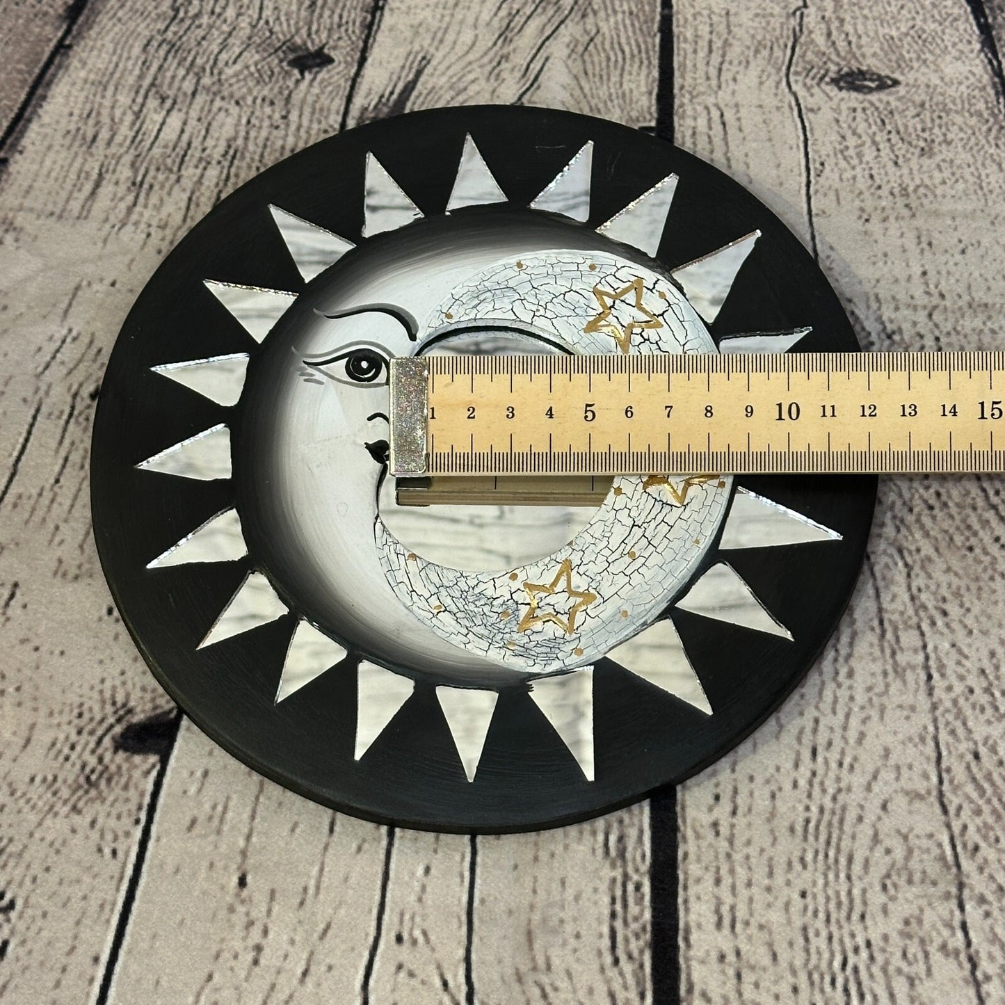 Black Full Moon Mosaic Tile Wall Mirror 20cm x 20cm 8 Inches Handmade Fairtrade