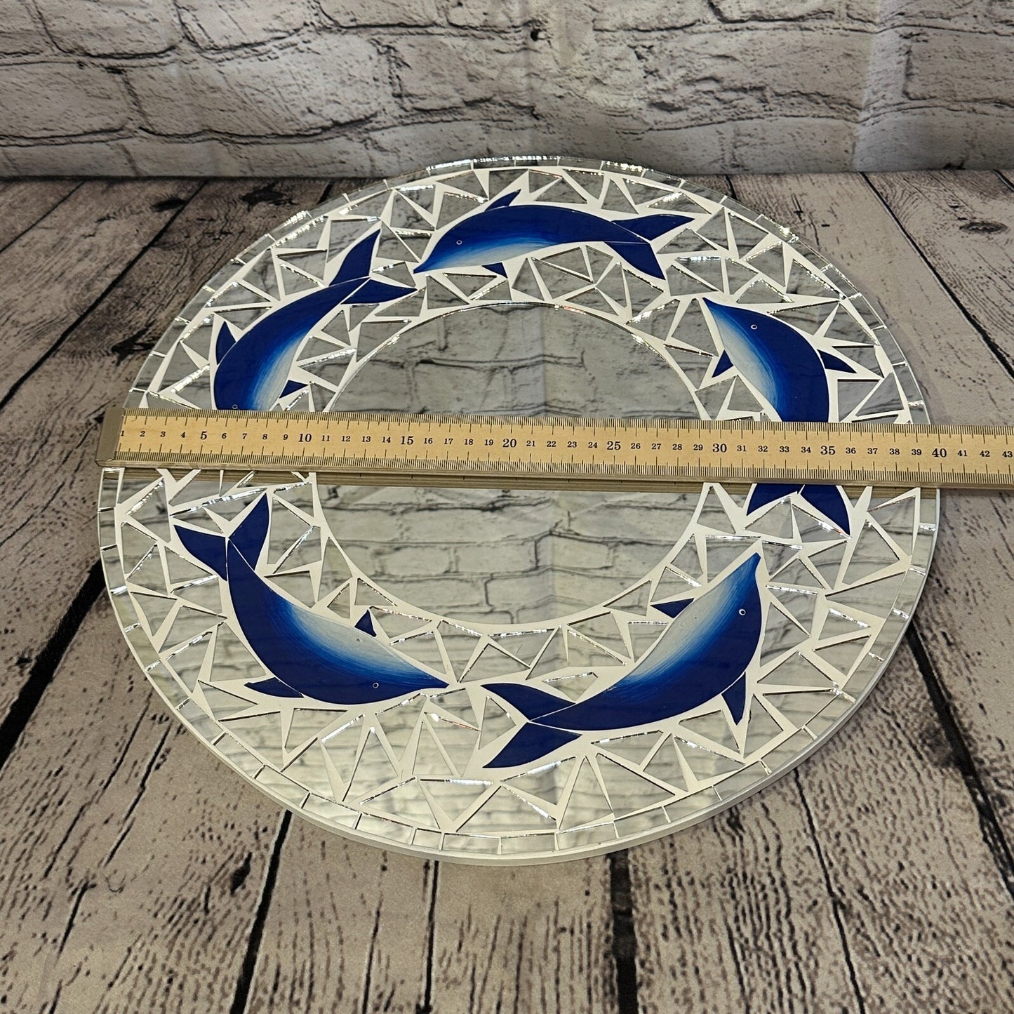Blue Dolphin Mosaic Tile Wall Mirror 40cm x 40cm 16 Inches Handmade New