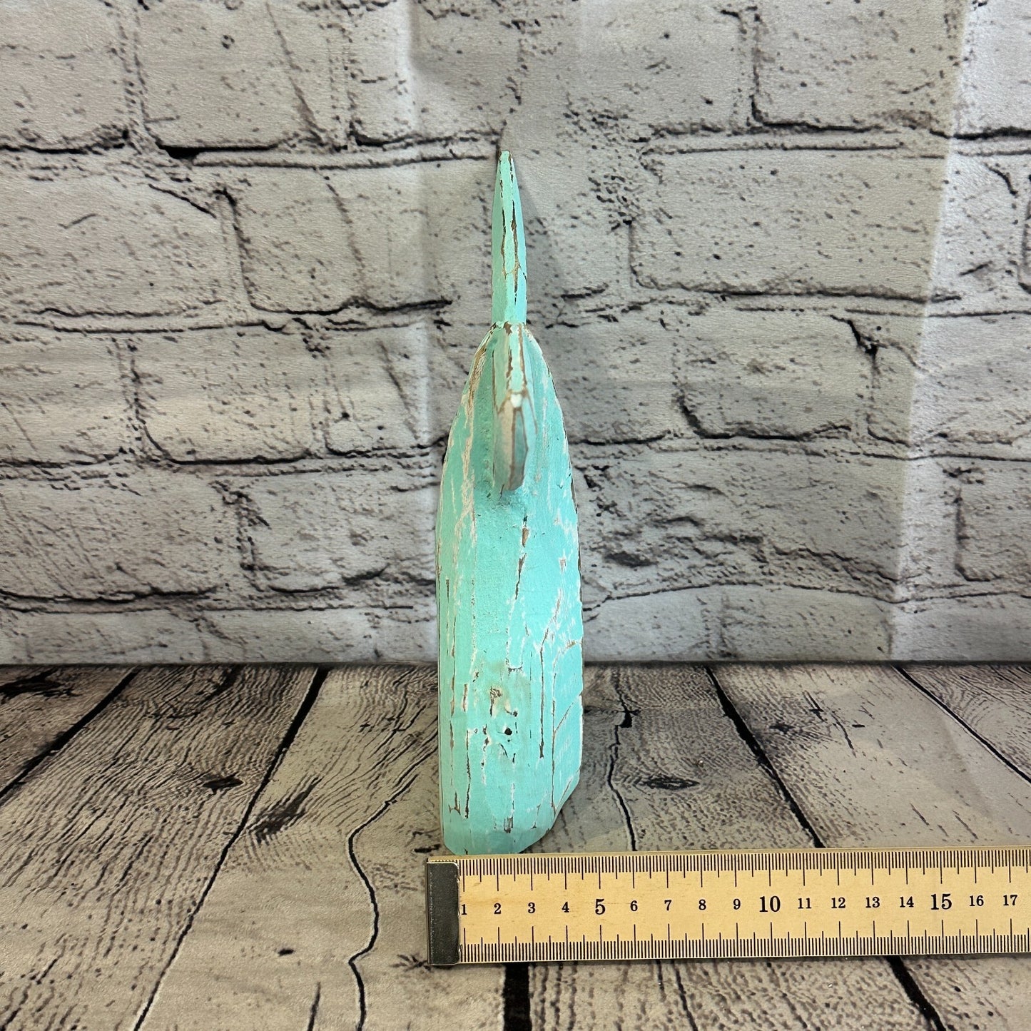 20cm x 18cm Whale Tail Green Fish Wood Coastal Ocean Bathroom Decoration