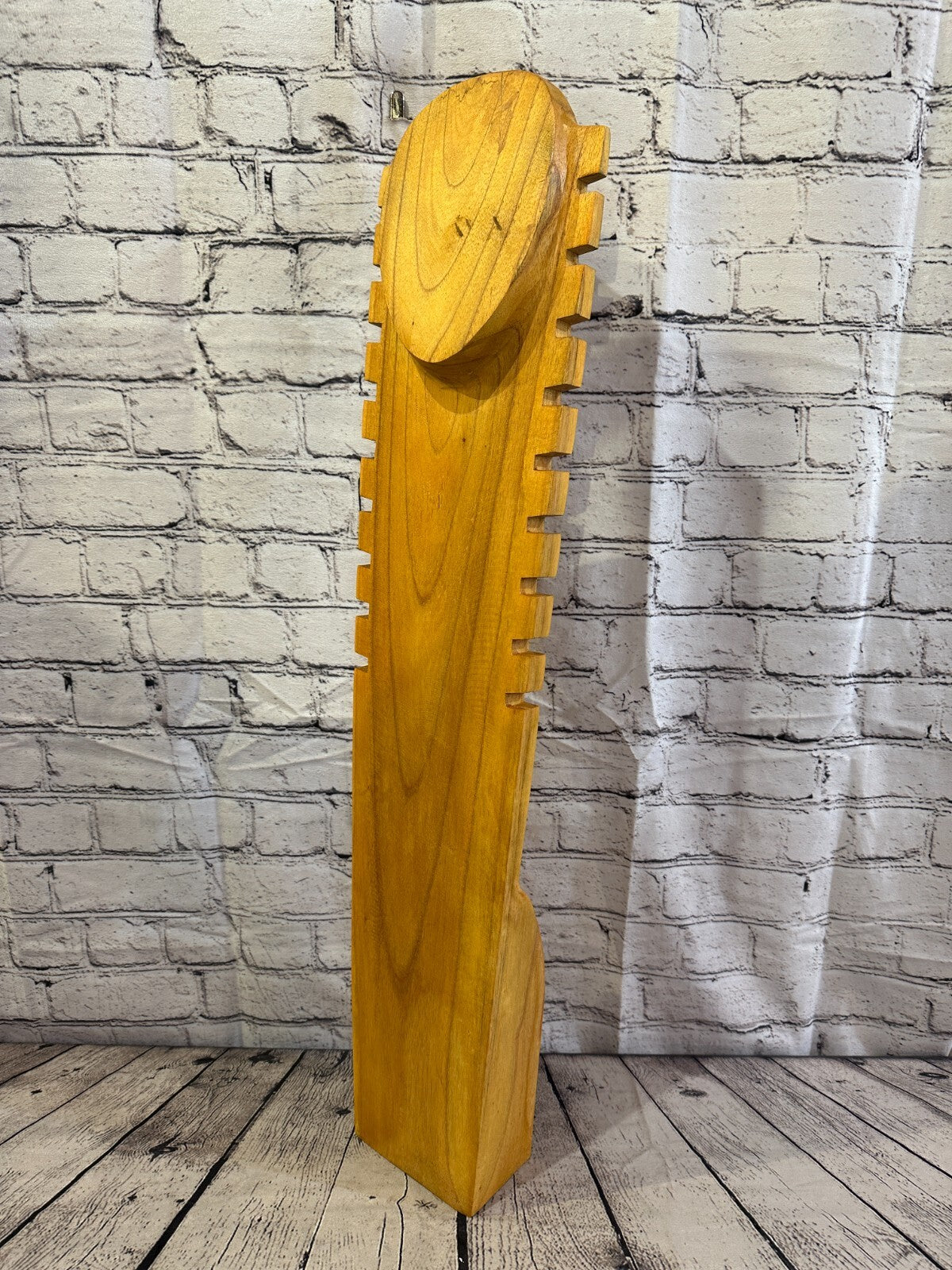 80cm Hand Carved Wooden Necklace On Base Chain Jewellery Display Stand Bust