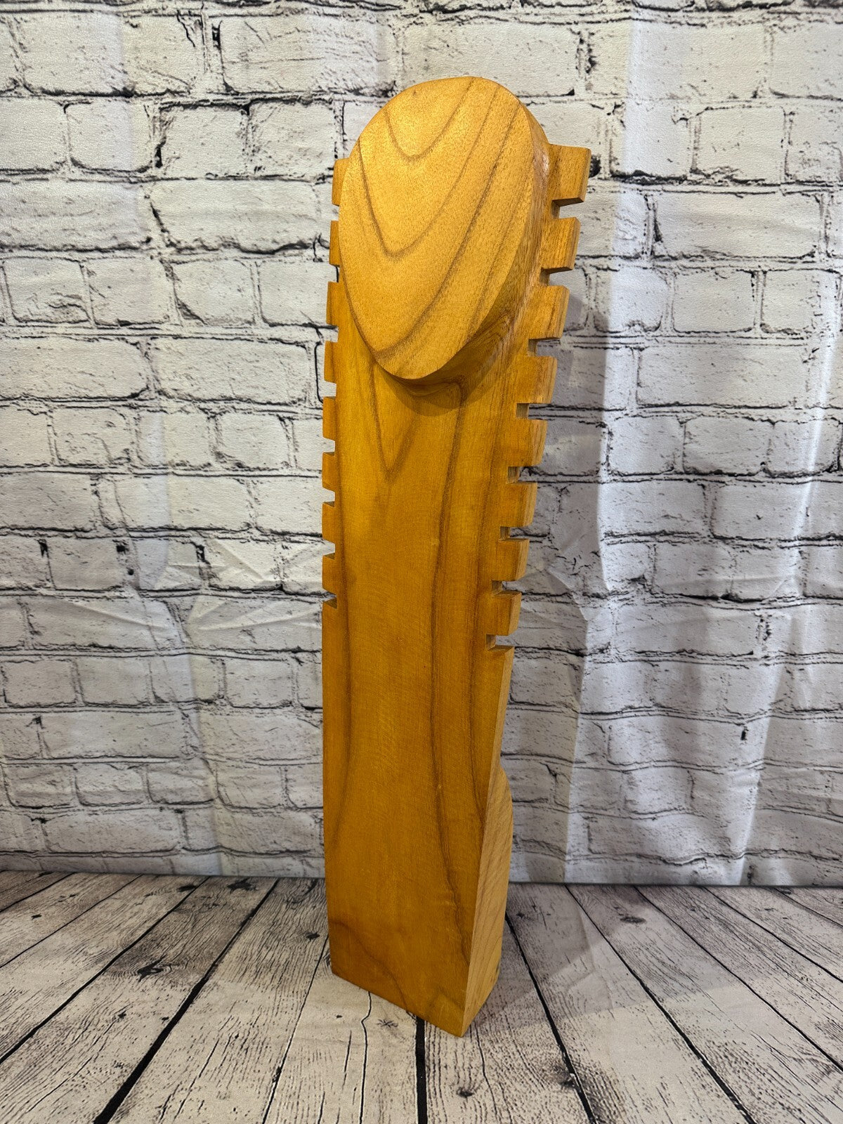 70cm Hand Carved Wooden Necklace On Base Chain Jewellery Display Stand Bust