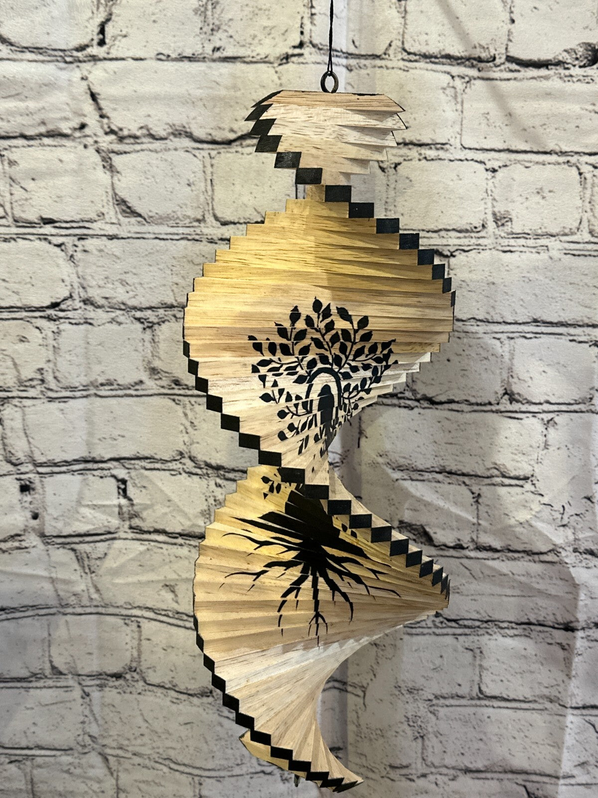 40cm Black Sitting Buddha Wind Spinner Wooden Spiral Mobile Garden Ornament