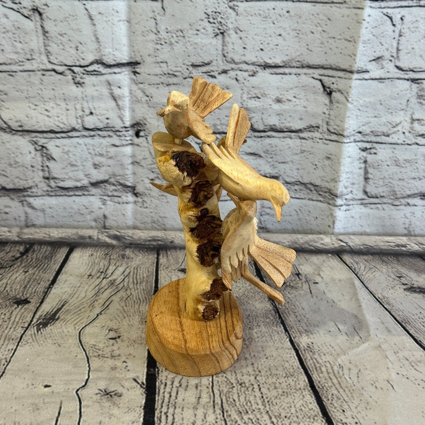 20cm Five Birds Nest Mushroom Parasite Ornament Natural Carving Fairtrade Wood