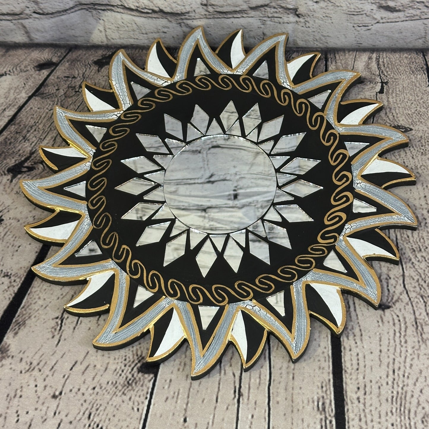 Black Star Mosaic Tile Wall Mirror 30cm x 30cm 12 Inches Handmade Fairtrade