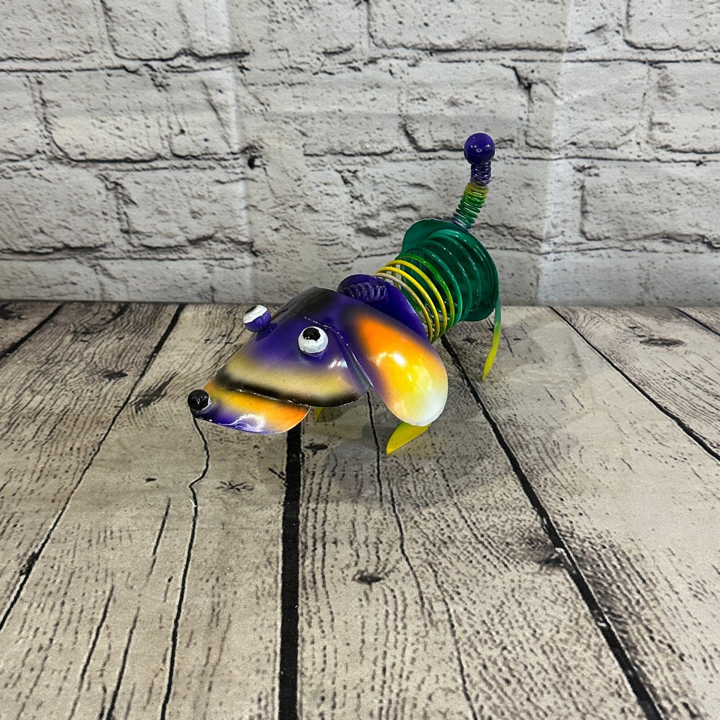 20cm x 15cm Purple Bight Colour Spring Dog Cartoon Ornament Painted Statue