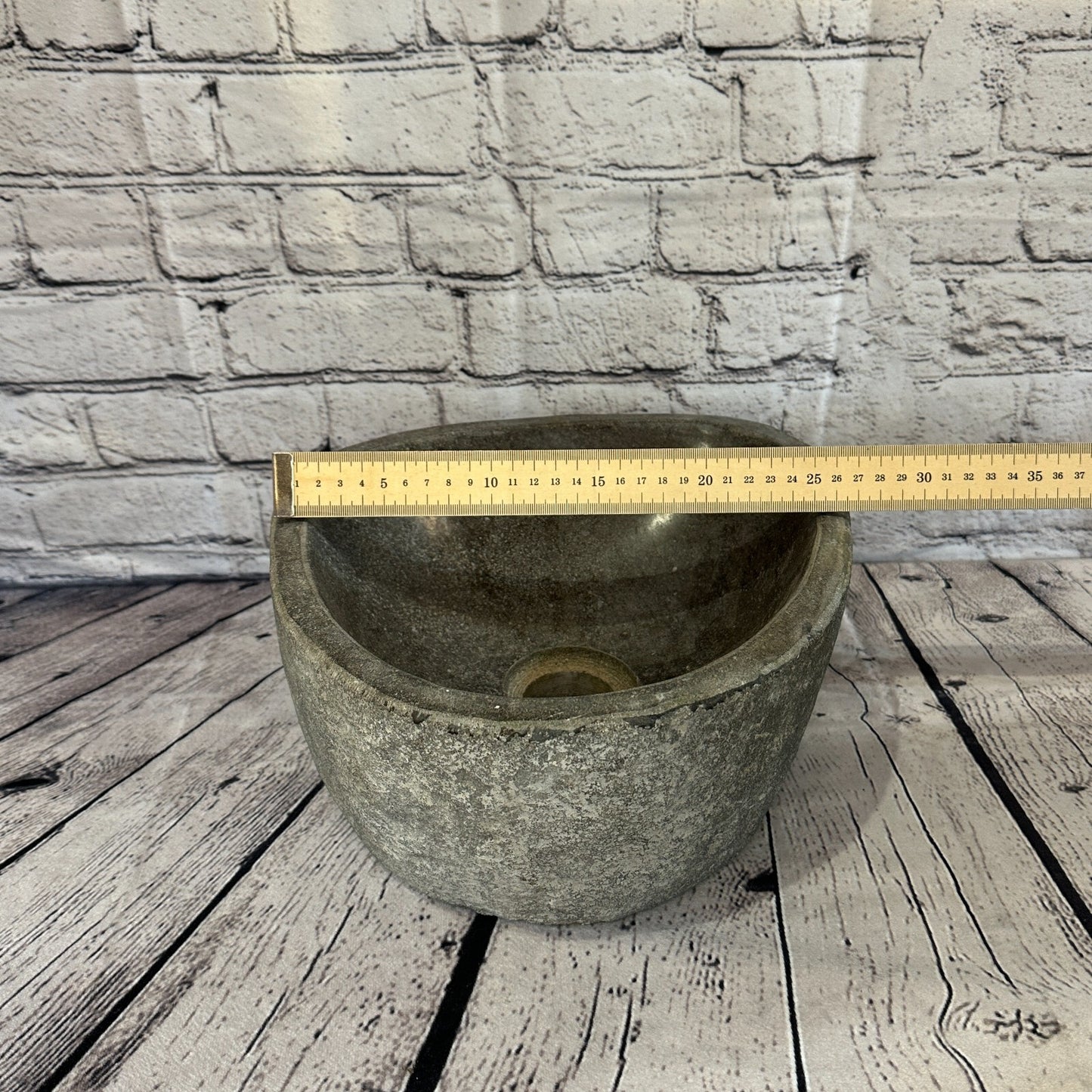 26cm x 28cm River Stone Sink Basin Bowl Natural for Bathroom Washroom Oval No 19