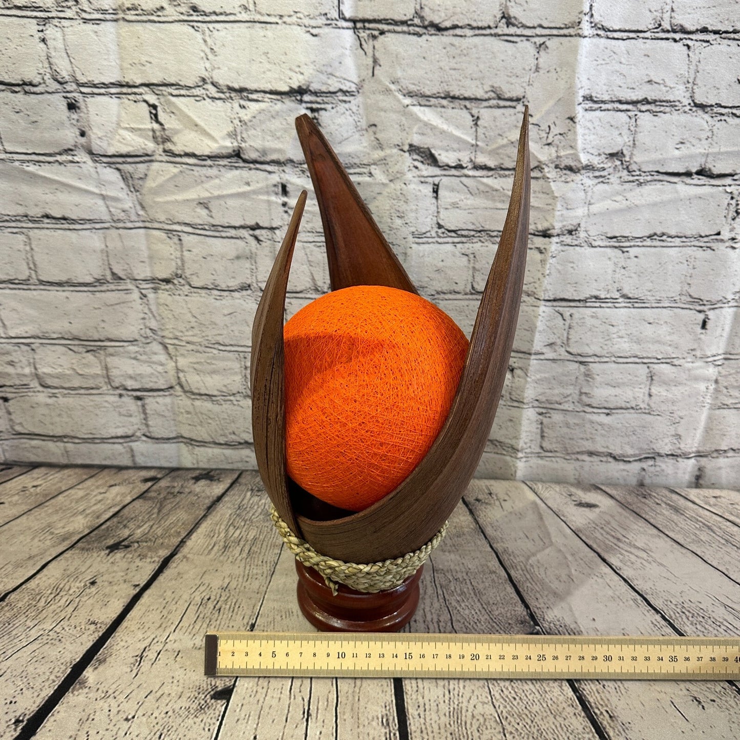 Orange Light Brown Natural 40cm Tall Leaf Lamp Twist LED UK Mains Plug Design 1