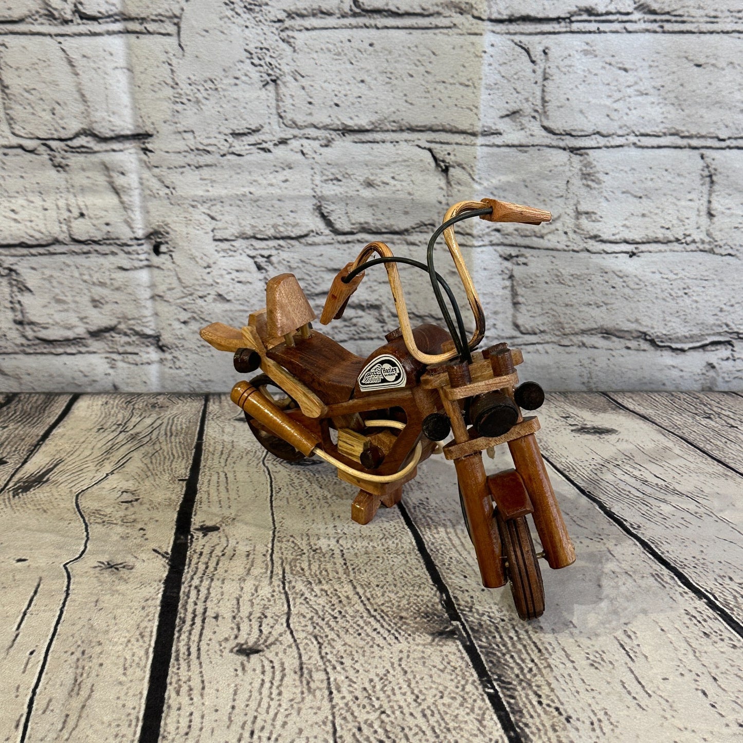 20cm Small Light Wood Motorbike Motorcycle Model Wooden Ornament Decorative Bike
