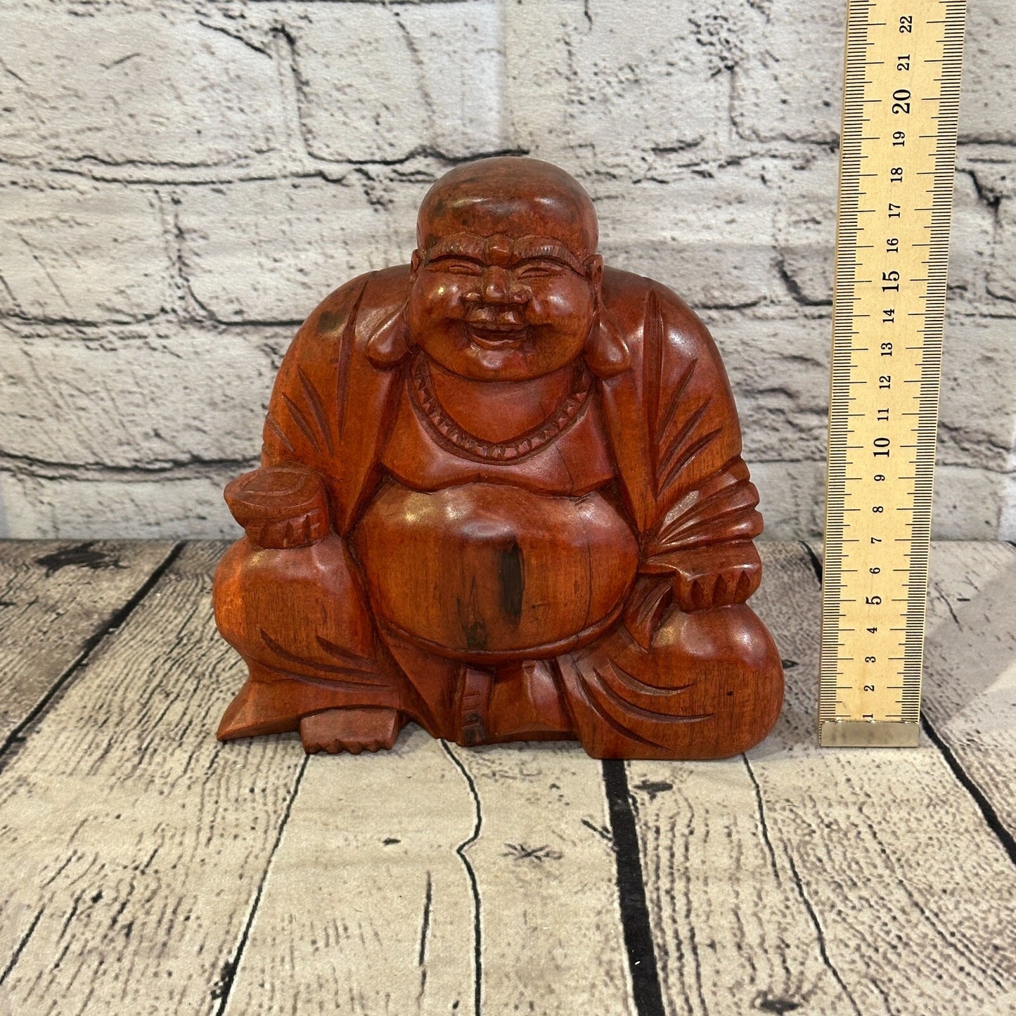 18cm Wooden Seated Buddha Meditation Meditation Serenity Hand Carved Fair Trade