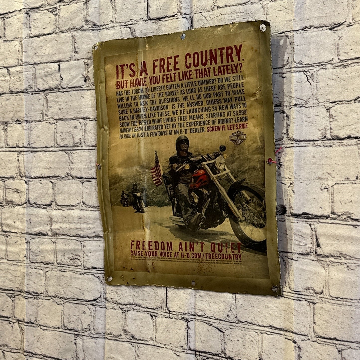 USA Freedom Harley Davidson Bike Wall Plaque 42cm x 36cm Vintage Retro Tin Sign