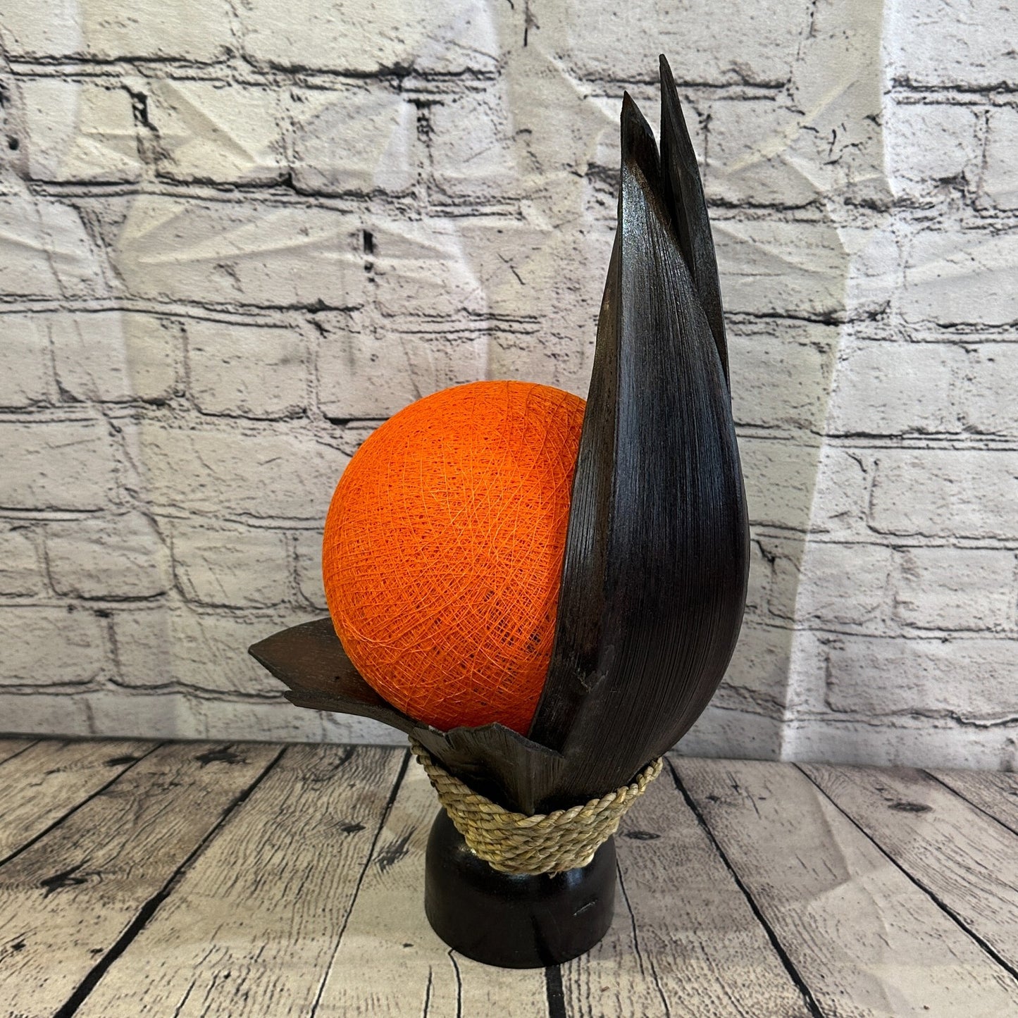 Orange Brown Leaf Natural 40cm Tall Leaf Lamp Twist LED UK Mains Plug Design 9