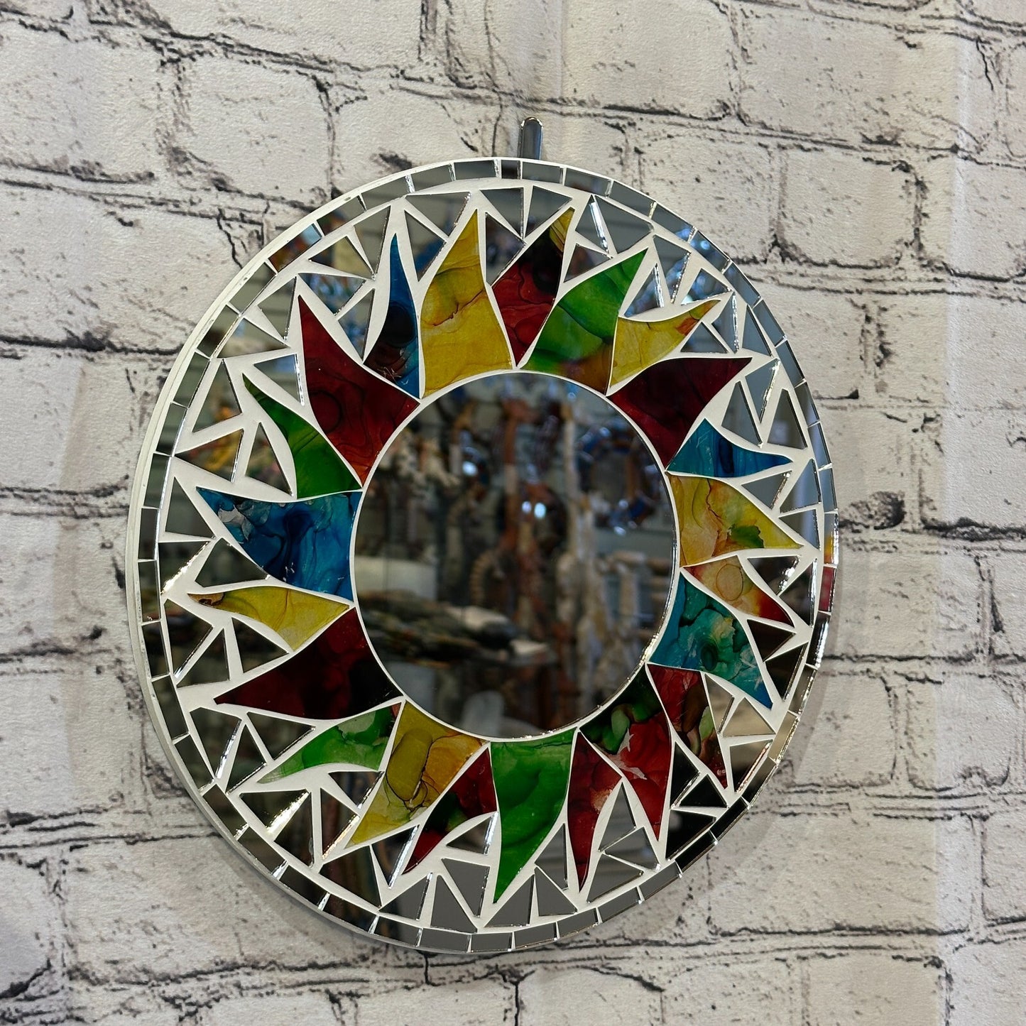 Rainbow White Sun Mosaic Tile Wall Mirror 30cm x 30cm 12 Inches Handmade New