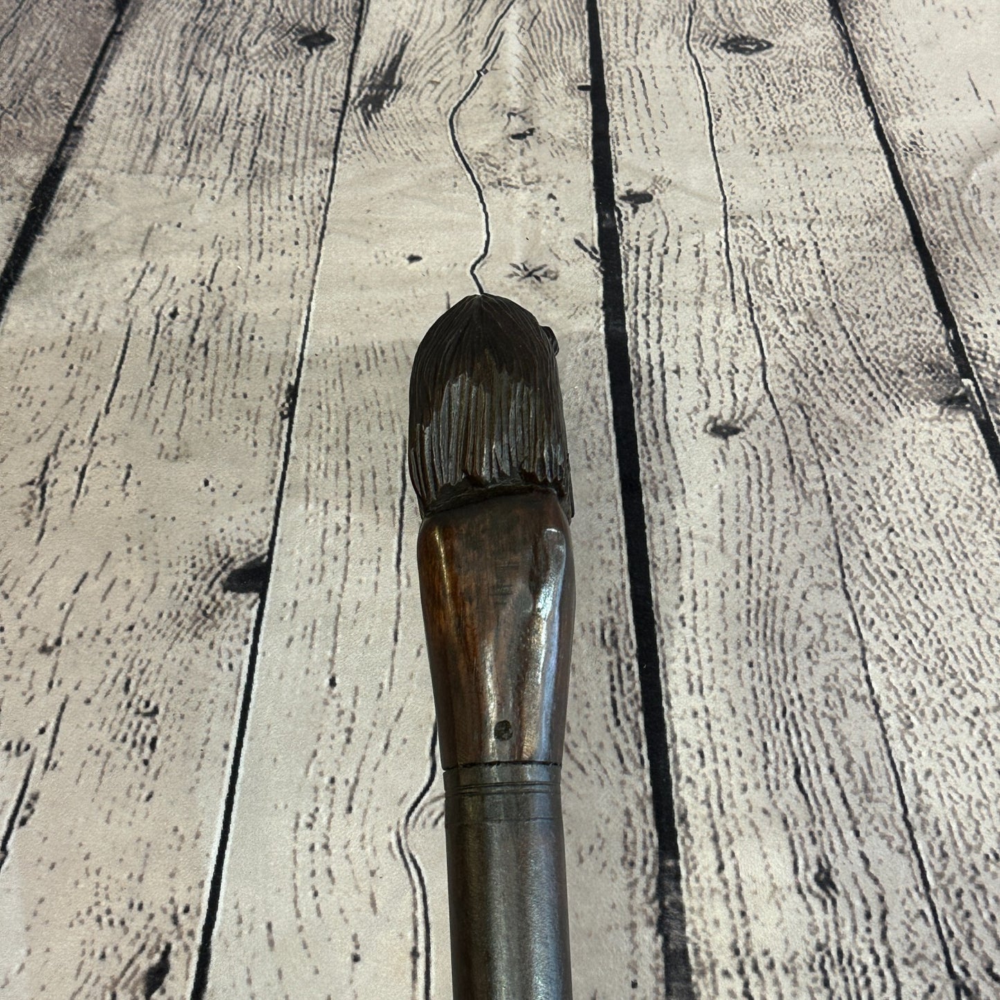 Grizzly Bear 90cm Tribal African Walking Stick Cane Hand Carved Dark Wood