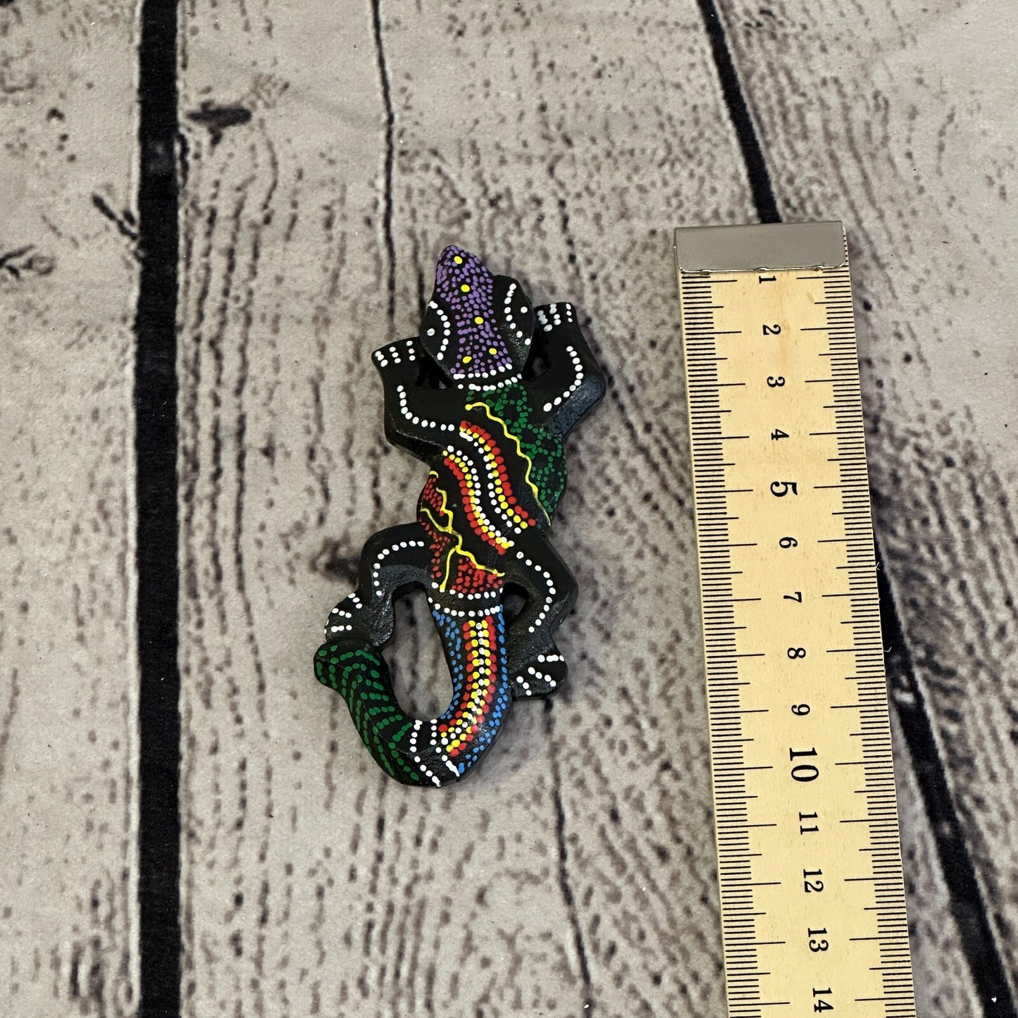 Lizard Gecko Wooden Animal Fridge Dot Work Magnet Magnetic Note Holder Novelty