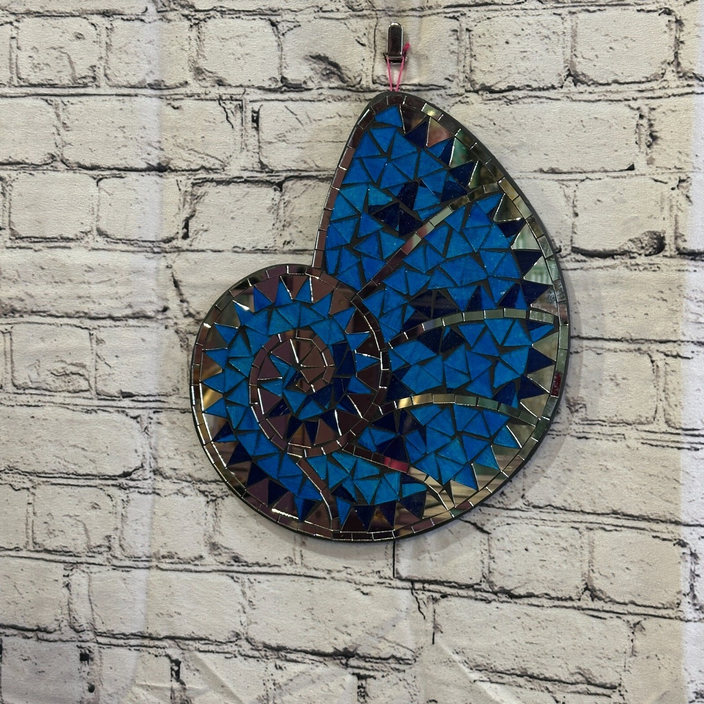 Blue Nautilus Shell Mosaic Tile Wall Mirror 30cm x 25cm Handmade New