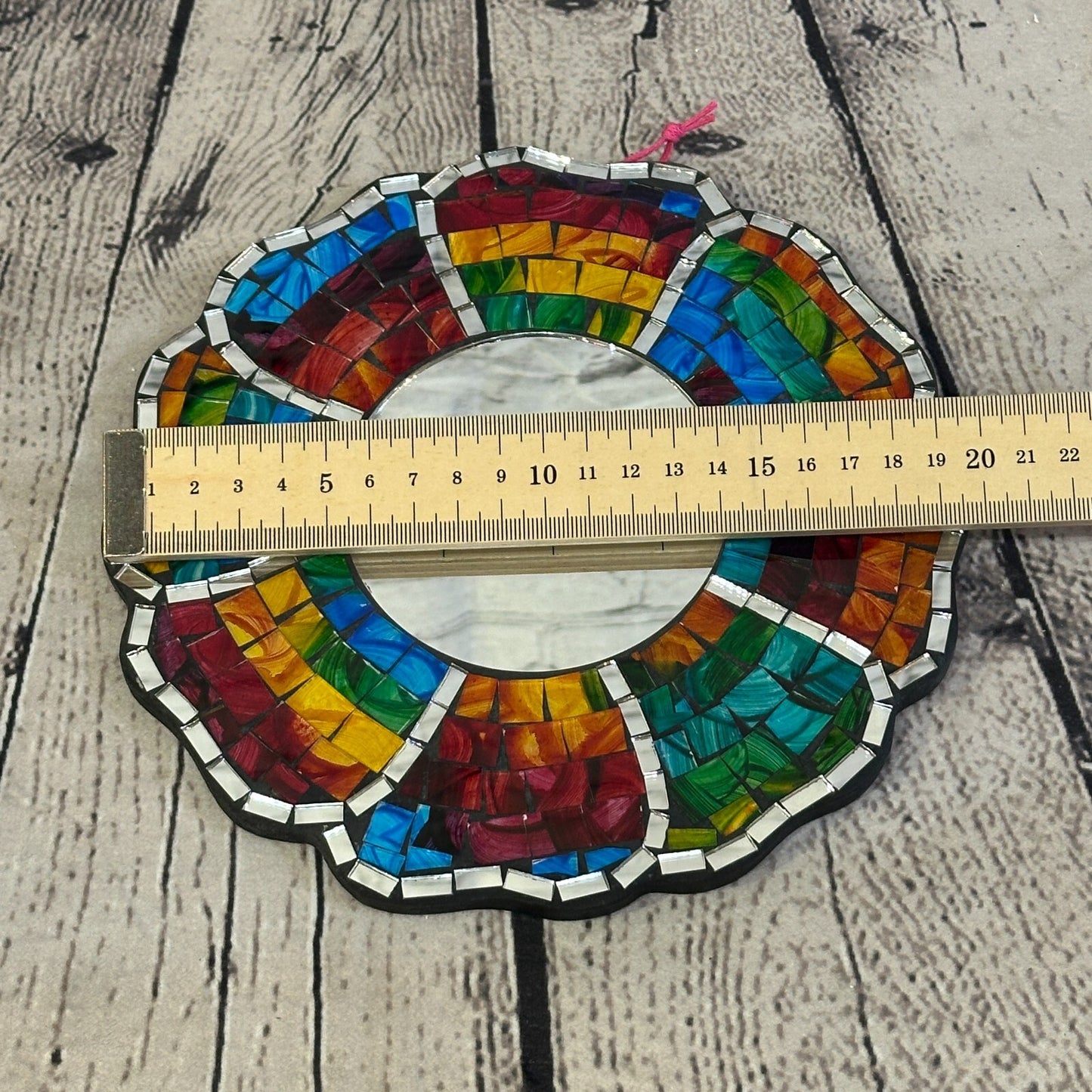Rainbow Black Flower Mosaic Tile Wall Mirror 20cm x 20cm 8 Inches Handmade New