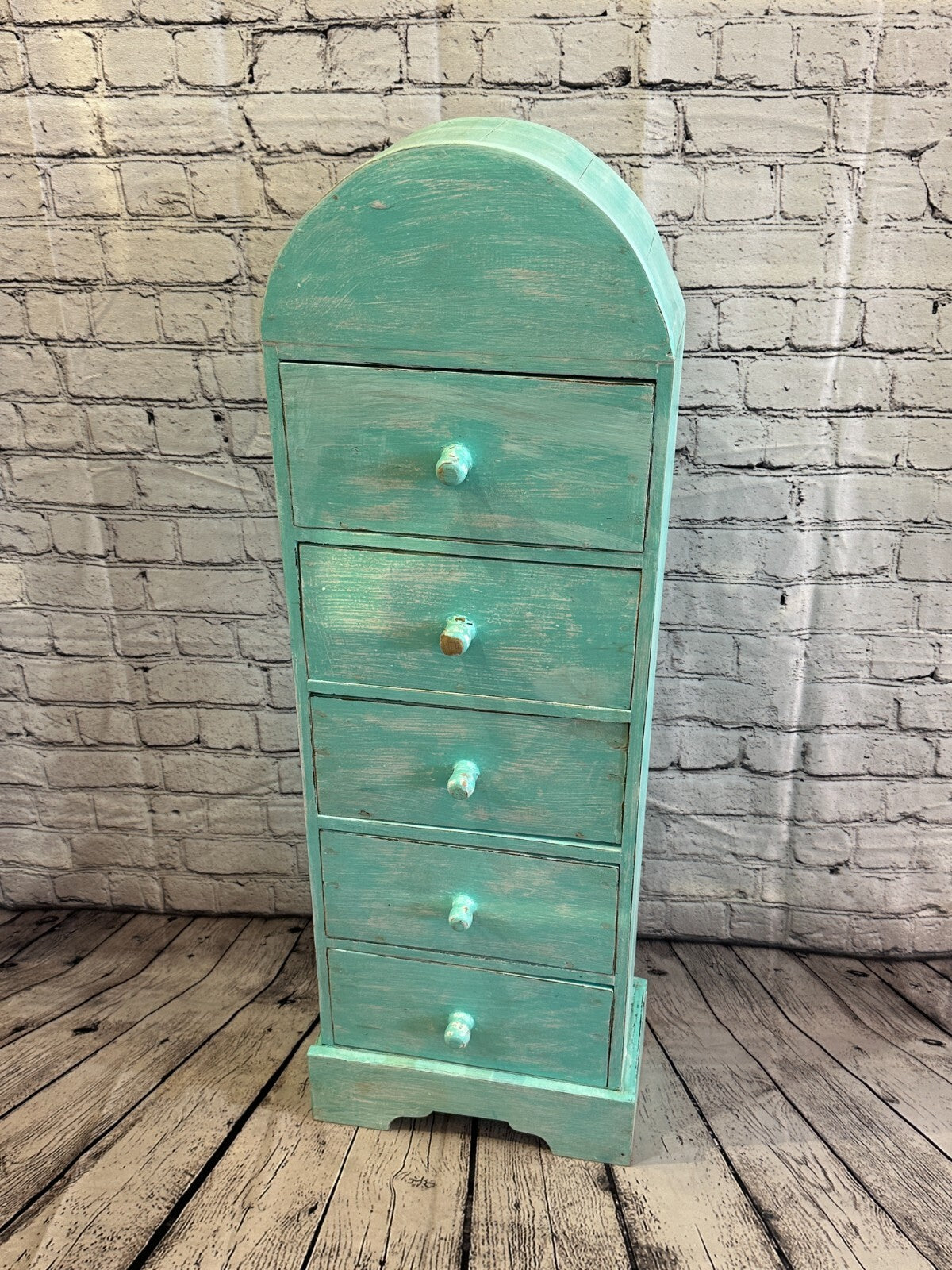 100cm x 30cm Green 5 Draw Wooden Side Cabinet Living Hallway Storage Furniture