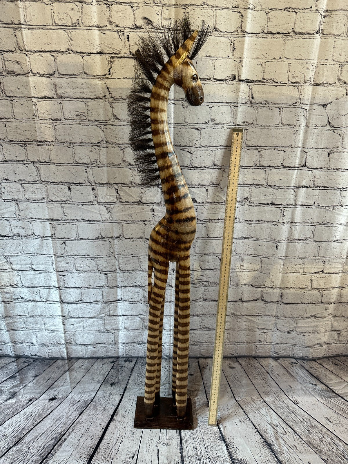 120cm Burnt Pattern Wood Horse Tall Statue Wood Modern Hand Carved Painted