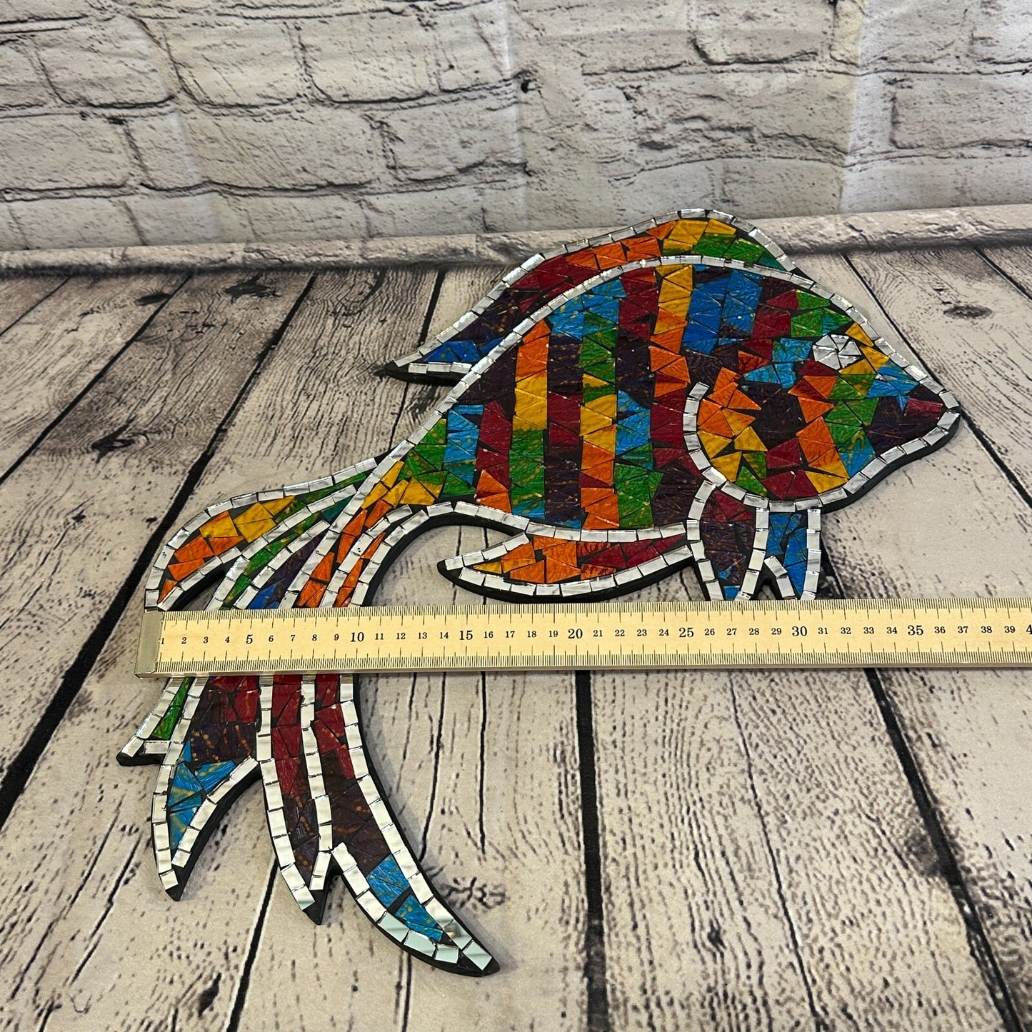 Rainbow Angel Tropical Fish Mosaic Tile Wall Mirror 40cm x 40cm Handmade New
