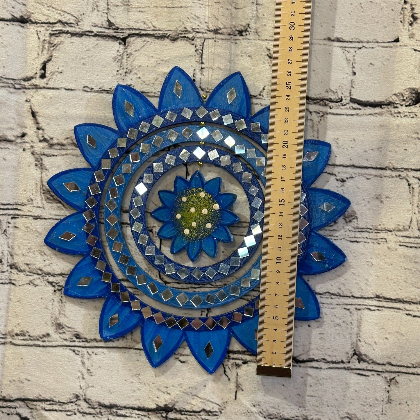 25cm Blue Sunflower Hanging With Mirrors Window Suncatcher Indoor Mobile