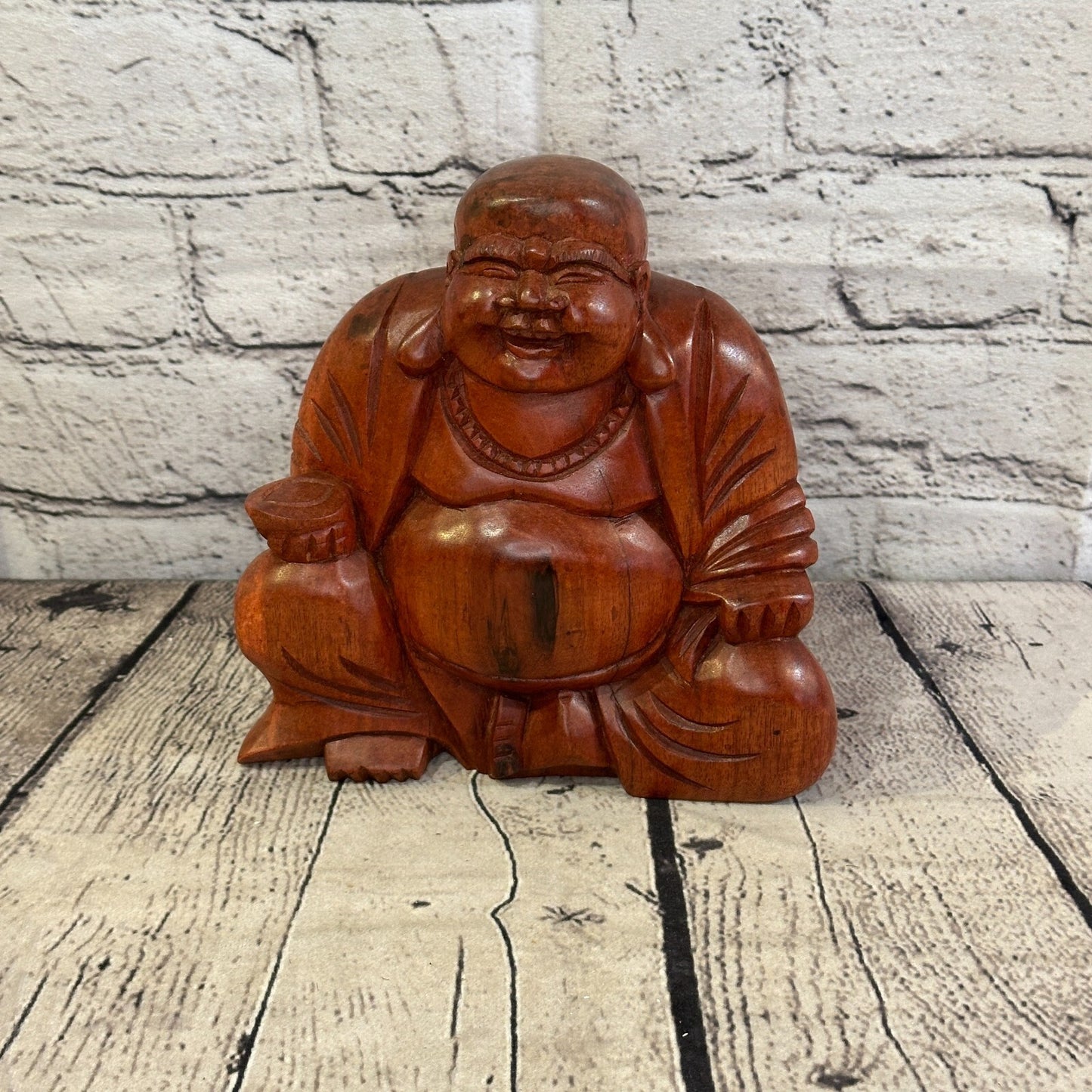 18cm Wooden Seated Buddha Meditation Meditation Serenity Hand Carved Fair Trade
