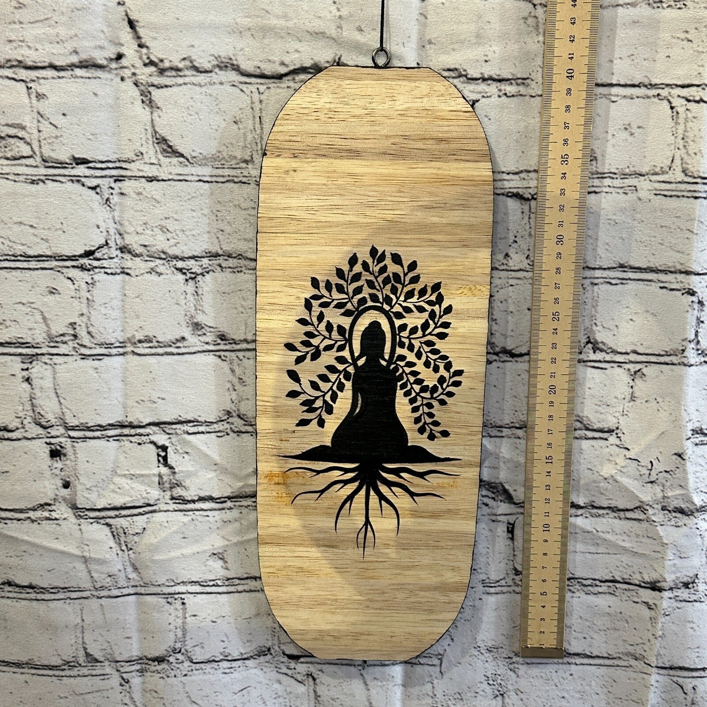 40cm Black Sitting Buddha Wind Spinner Wooden Spiral Mobile Garden Ornament