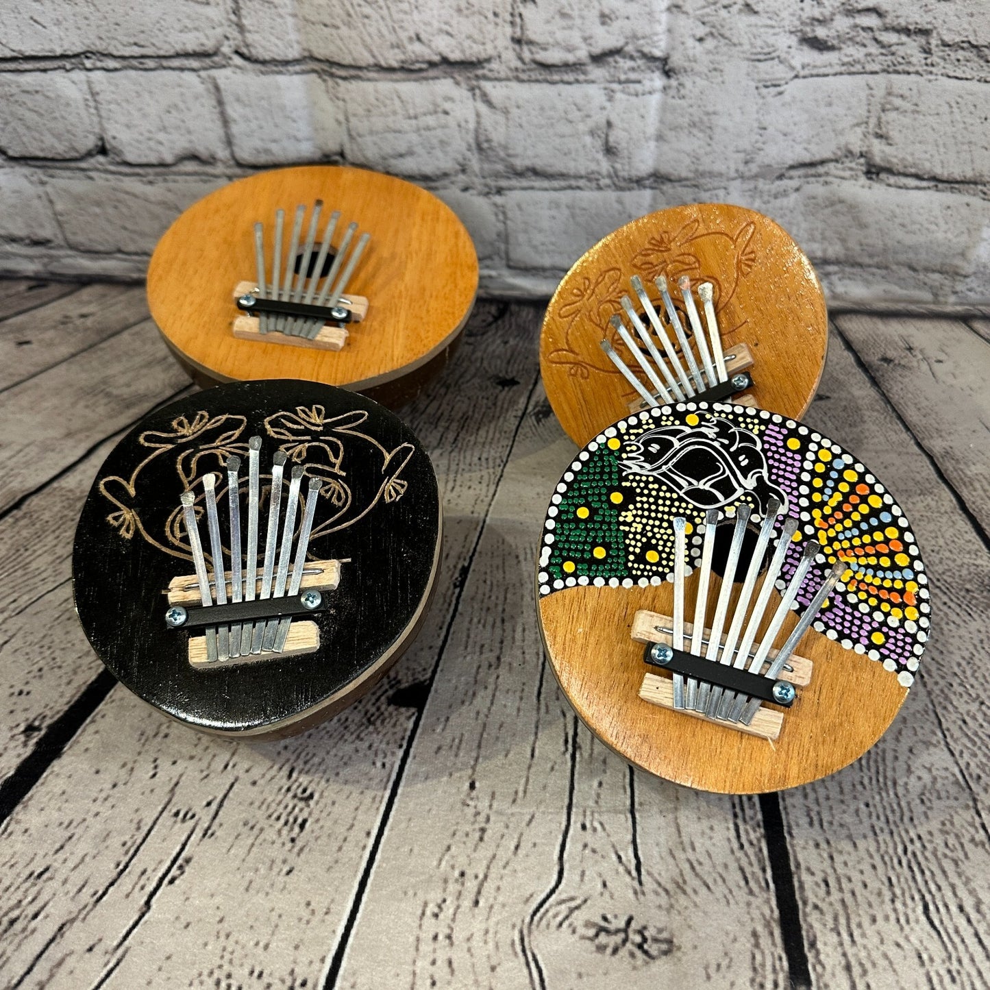 7 Key Karimba Kalimba Thumb Piano Carved Dark Coconut Handmade Fairtrade