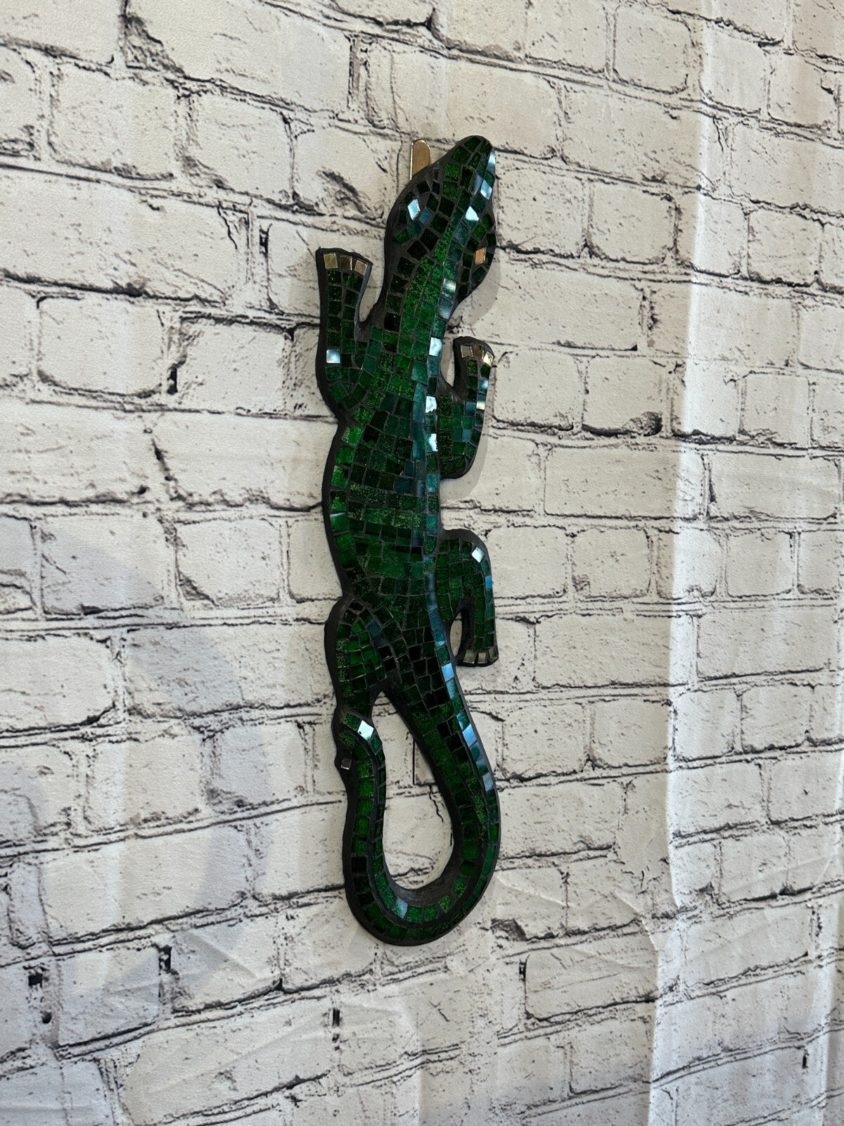 50cm Gecko Green Mosaic Wall Hanging Wooden Ornaments Wood Carving