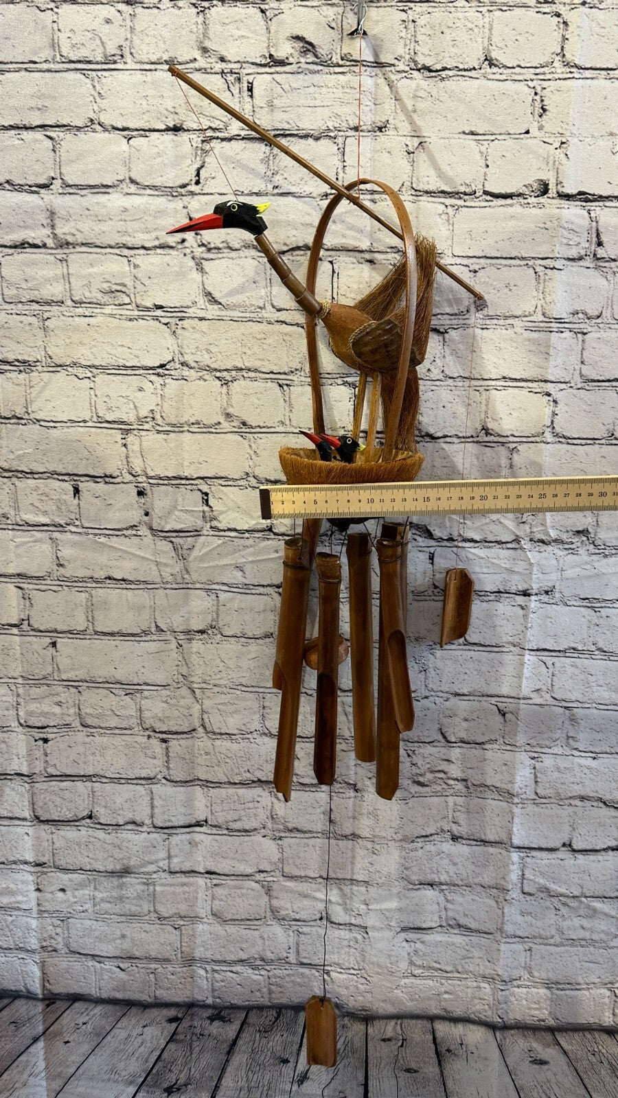 Bird Nest With Chimes Bamboo Windchime 60cm Garden Gift Summer Handmade Chimes