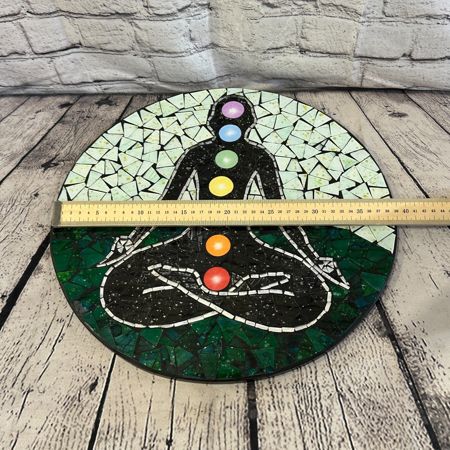 Chakra Colour And Yoga Mosaic Tile Wall Mirror 40cm x 40cm 16 Inches Handmade