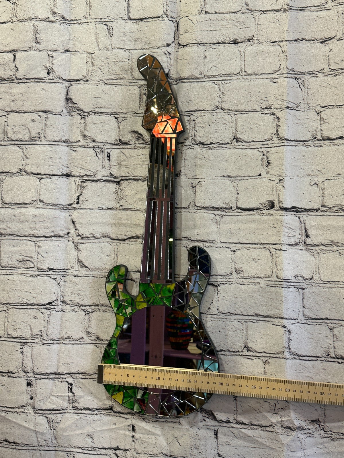 Green Guitar Mosaic Tile Wall Mirror 60cm x 20cm 24 Inches Handmade New