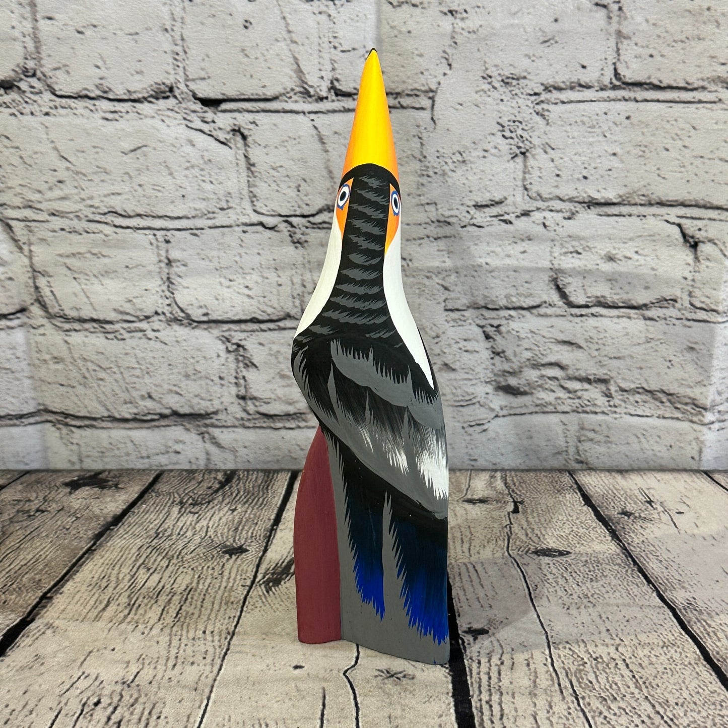 20cm Black Toucan Bird Ornament Statue Fair Trade Hand Made Carved Wood