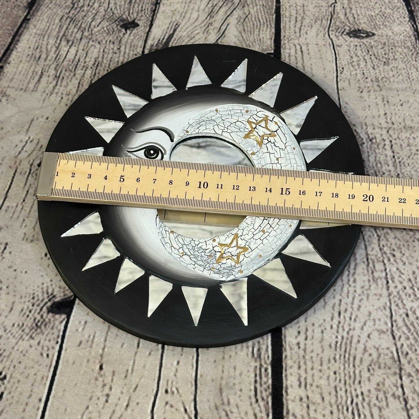 Black Full Moon Mosaic Tile Wall Mirror 20cm x 20cm 8 Inches Handmade Fairtrade