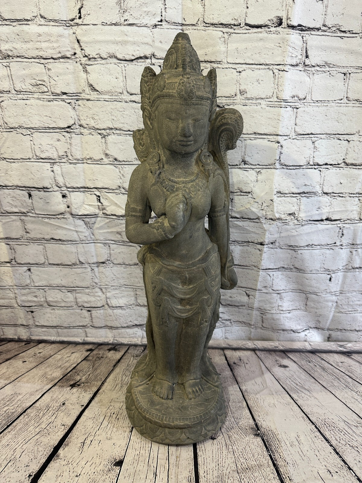 Shiva Goddess Stone Garden 65cm x 18cm Ornament Outdoor Indoor Statue Hindu