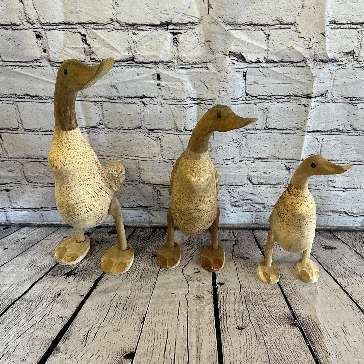 Looking Left 30cm Tall Wooden Hairy Duckling Baby Duck Bamboo Root Fairtrade