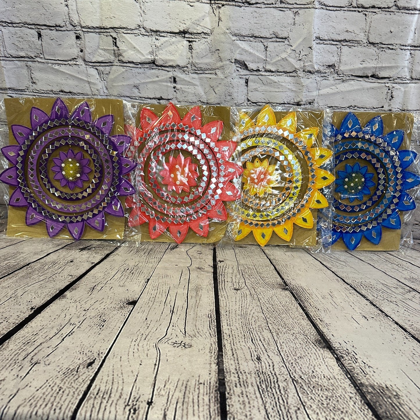 25cm Blue Sunflower Hanging With Mirrors Window Suncatcher Indoor Mobile