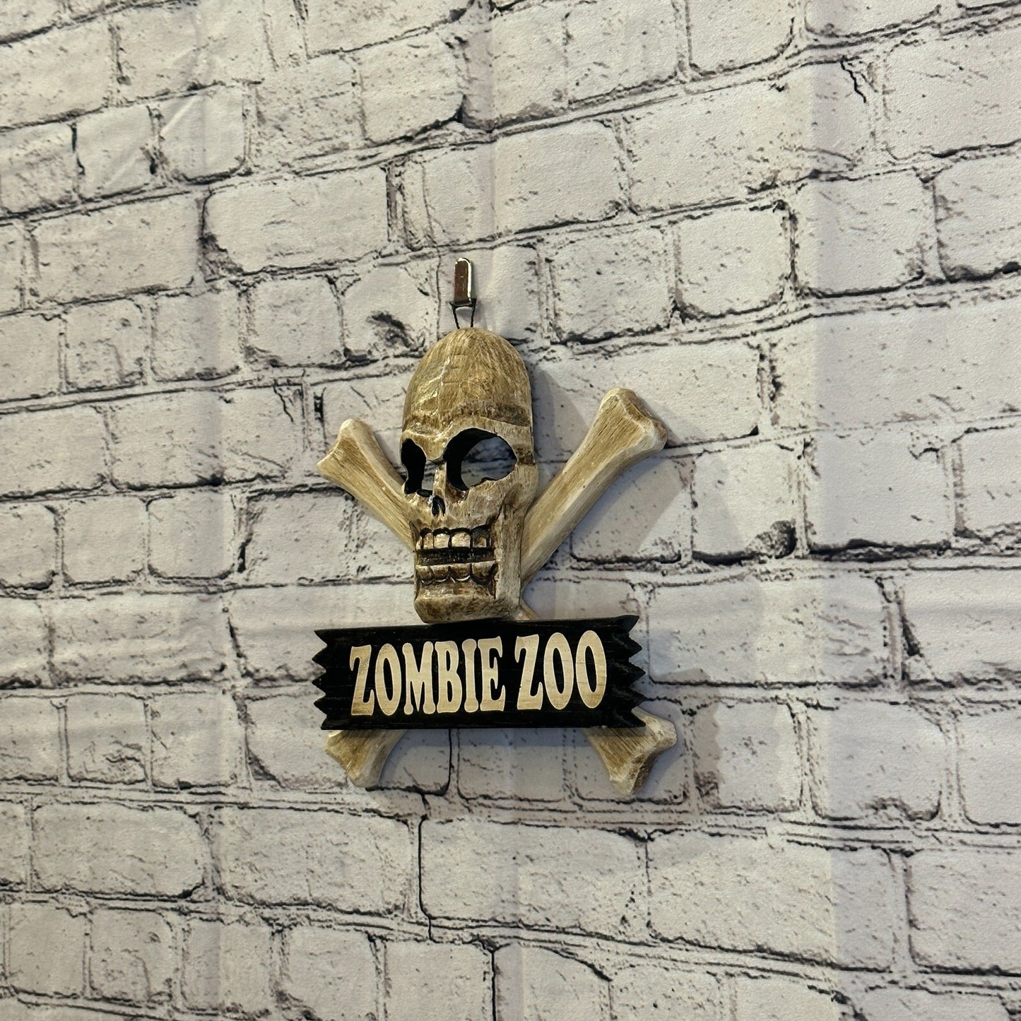 Skull & Crossbones Zombie Zoo Pirate Sign Door Plaque 20cm x 20cm Handmade