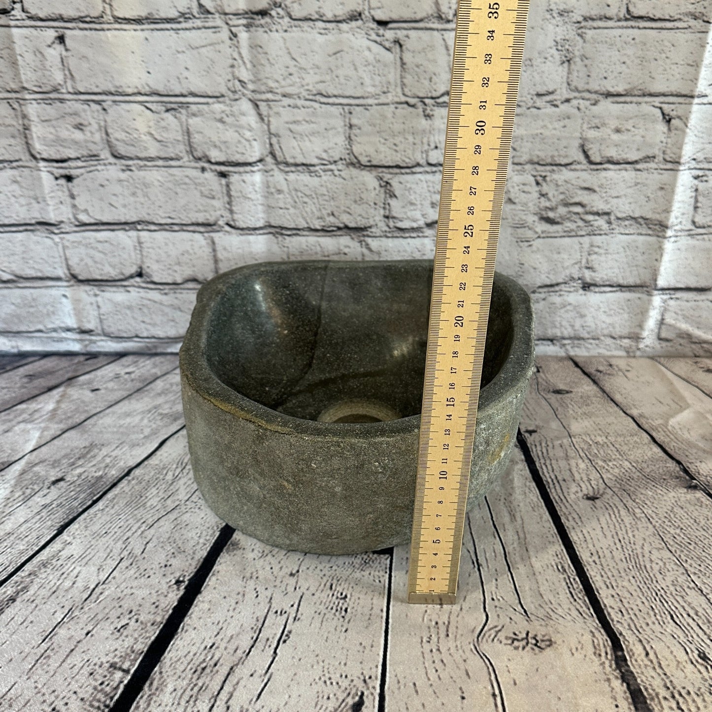 25cm x 26cm River Stone Sink Basin Bowl Natural for Bathroom Washroom Oval No 5