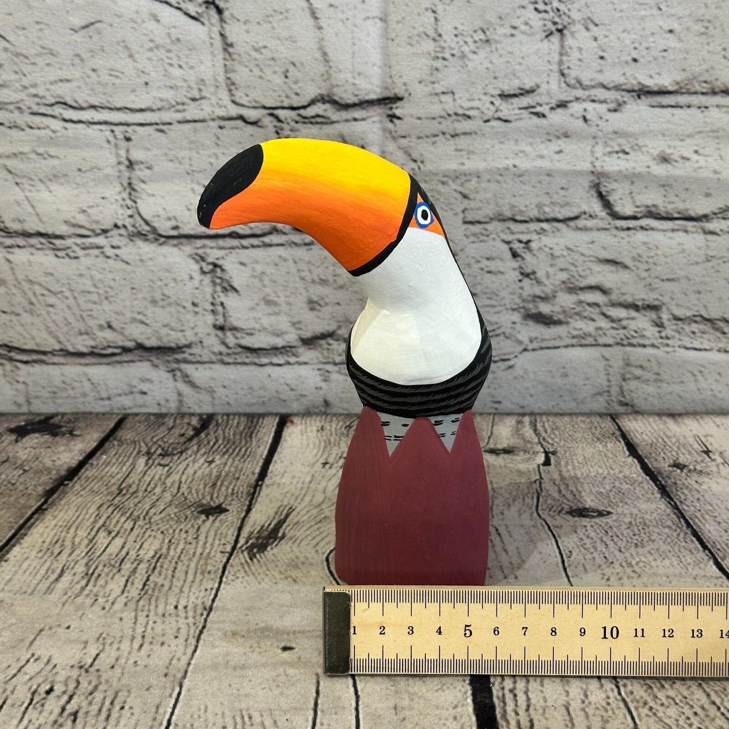 15cm Black Toucan Bird Ornament Statue Fair Trade Hand Made Carved Wood