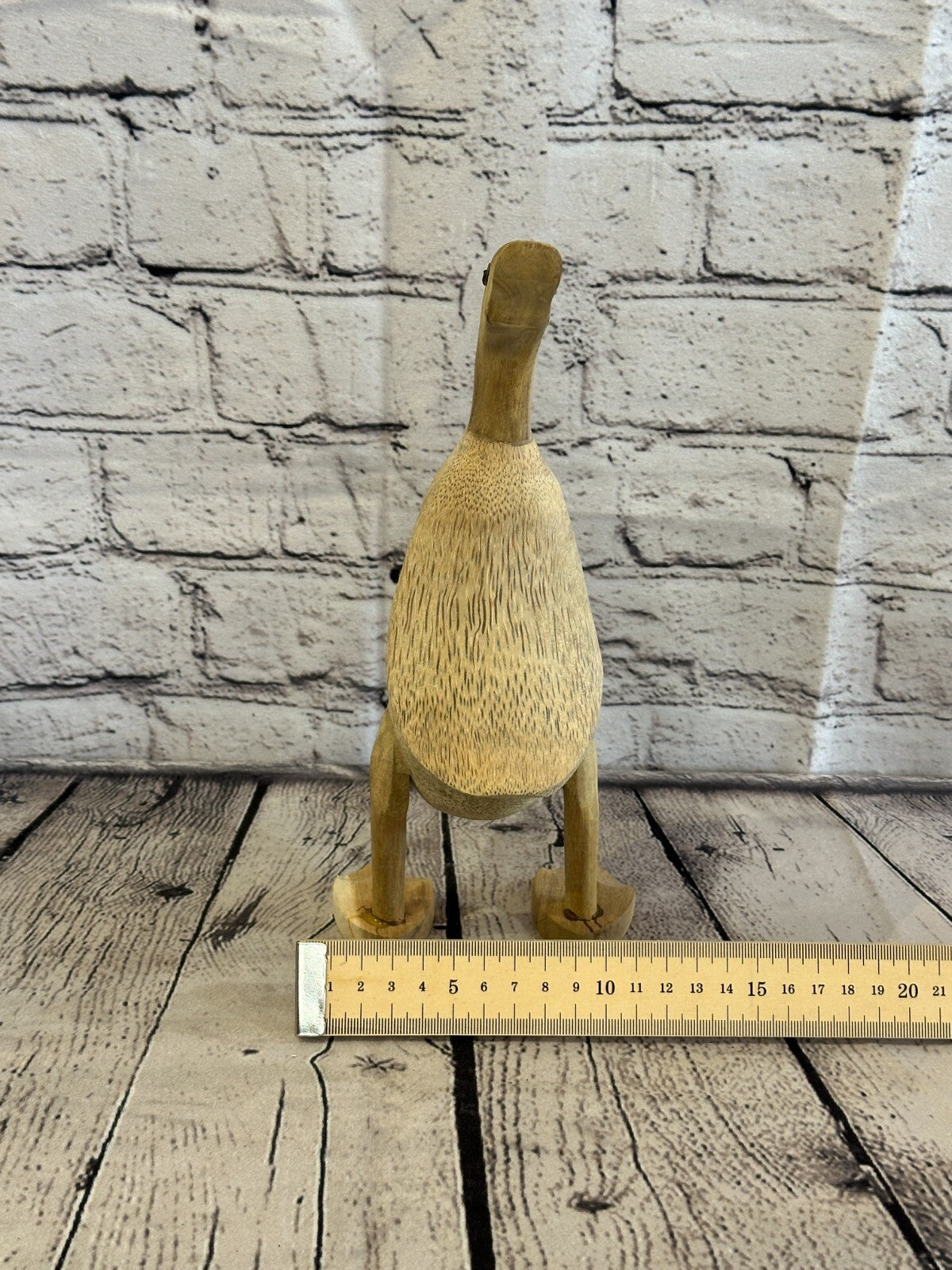 Looking Back 25cm Tall Wooden Hairy Duckling Baby Duck Bamboo Root Fairtrade
